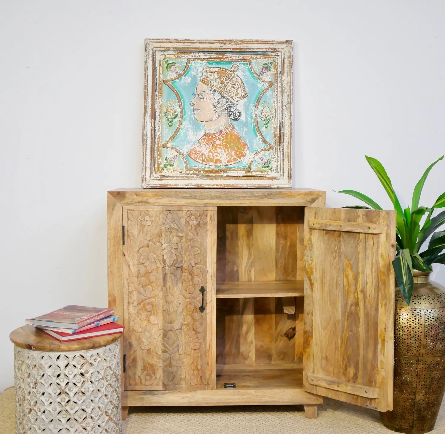 Kalah Hand Carved Solid Wooden Vanity Small Cabinet 90x97x40 KLA0119