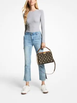 Karlie Medium Studded Logo Satchel