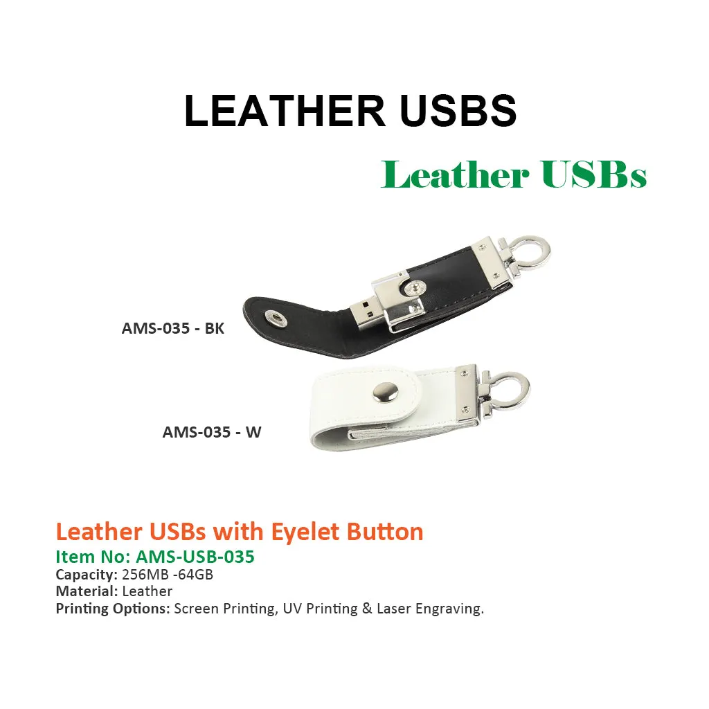 Leather USBs with Eyelet Button