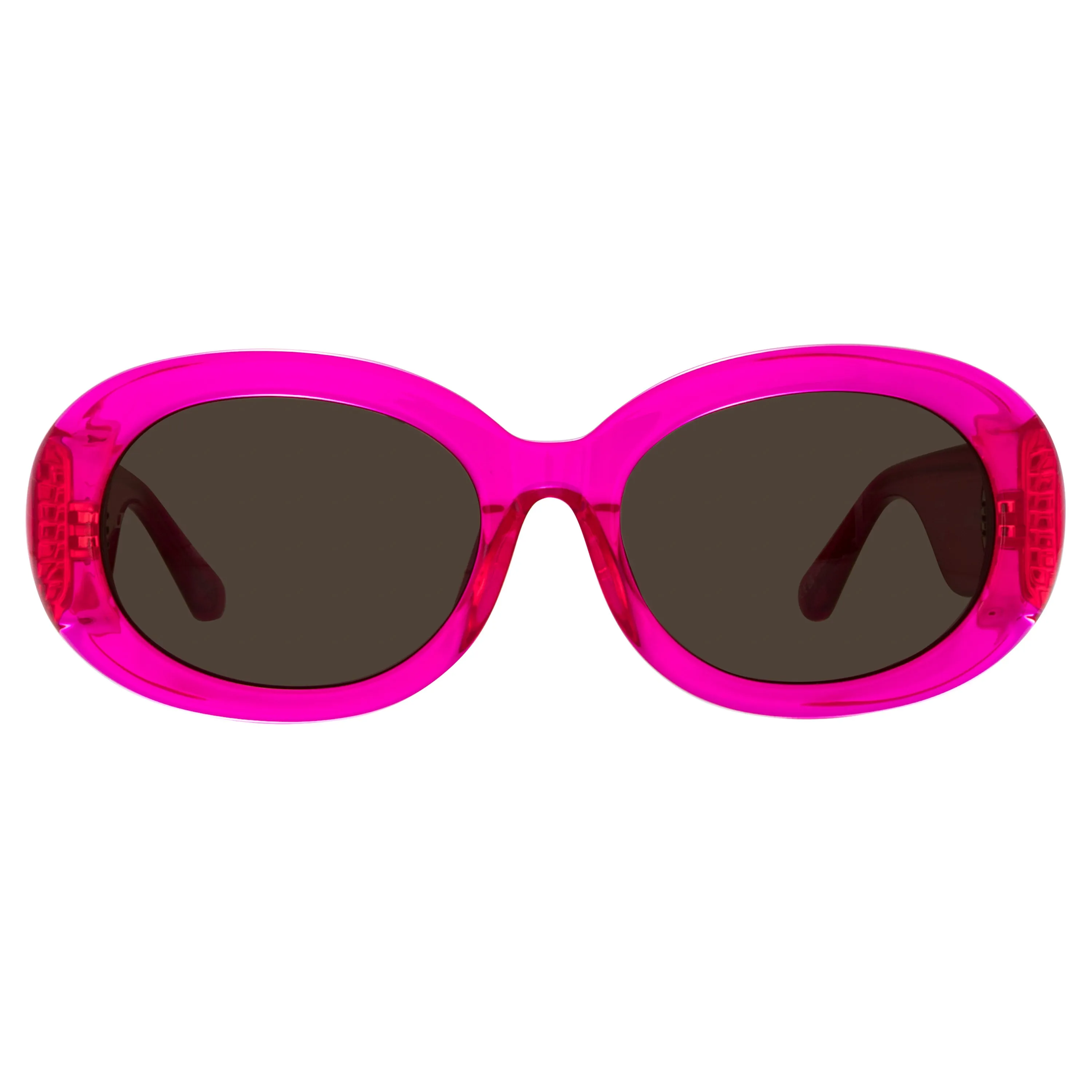 Lina Oval Sunglasses in Neon Pink