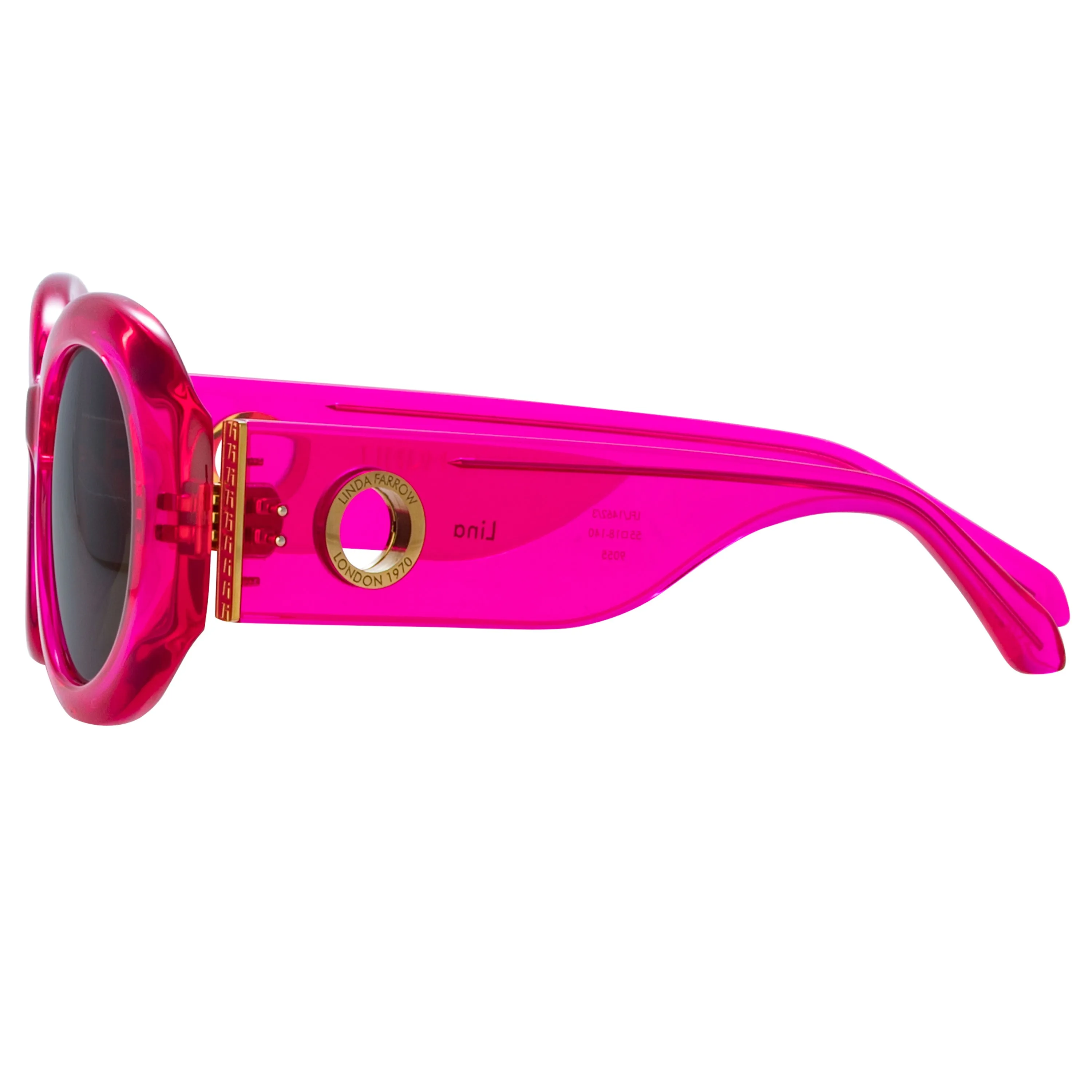 Lina Oval Sunglasses in Neon Pink