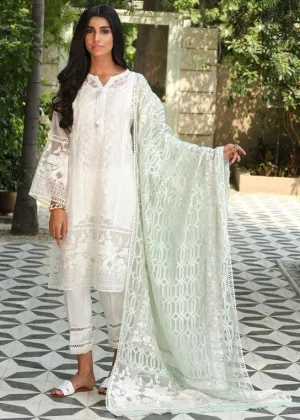 Maheen Trends - Kyanite - White & Mint Green - 3 Piece - Organza