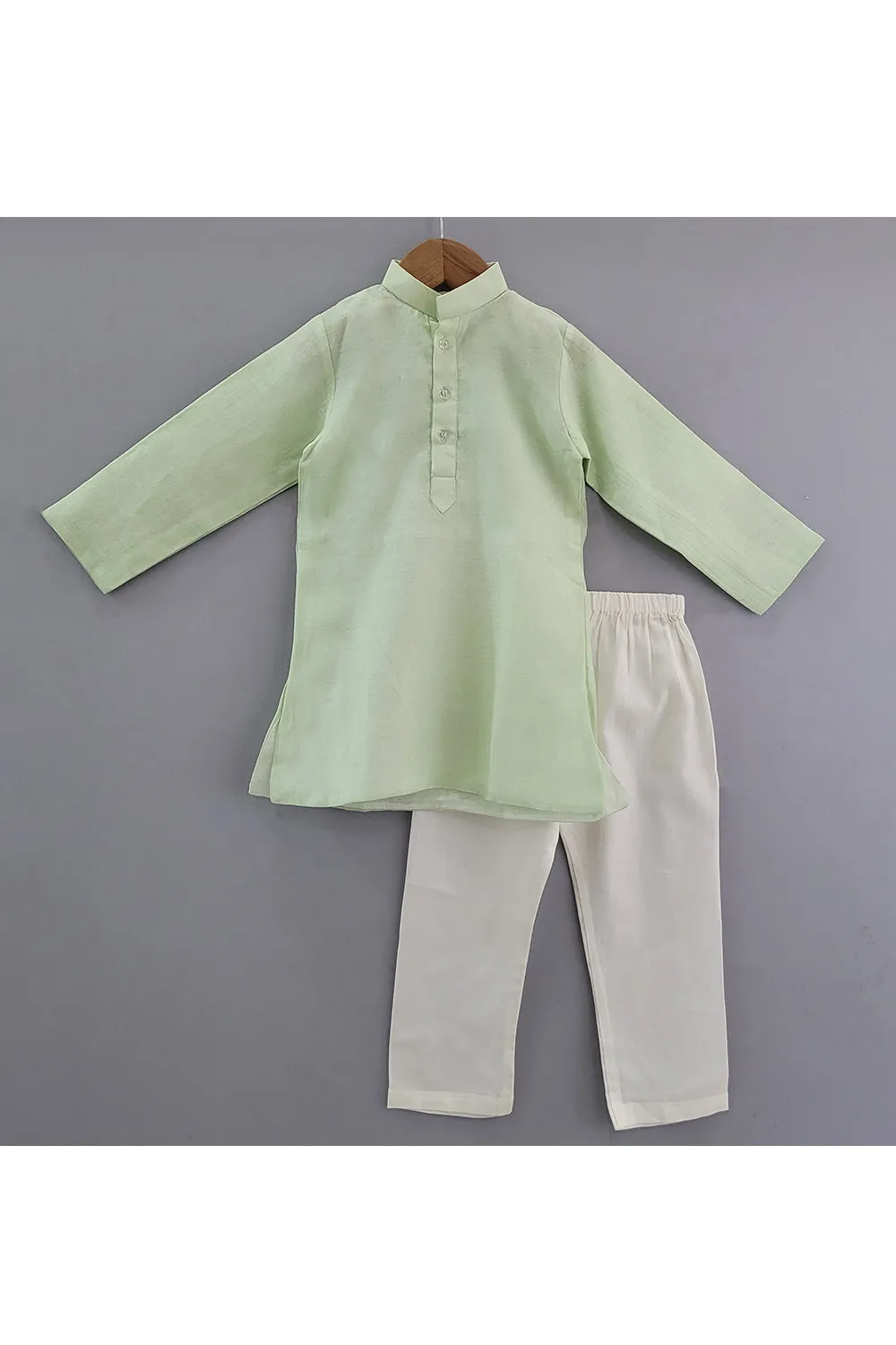 Mint Green Kurta With Lotus Pond Embroidered Jacket Set