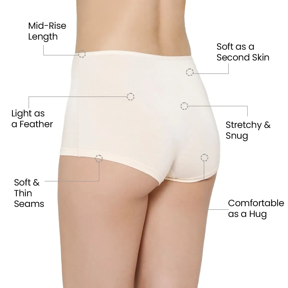 Mush Bamboo Boyshort Panties for Women | Ultra Soft Bamboo Underwear for Women | Breathable, Anti-Odor, Seamless & All Day Comfort Panties Pack of 3 (L, Beige)