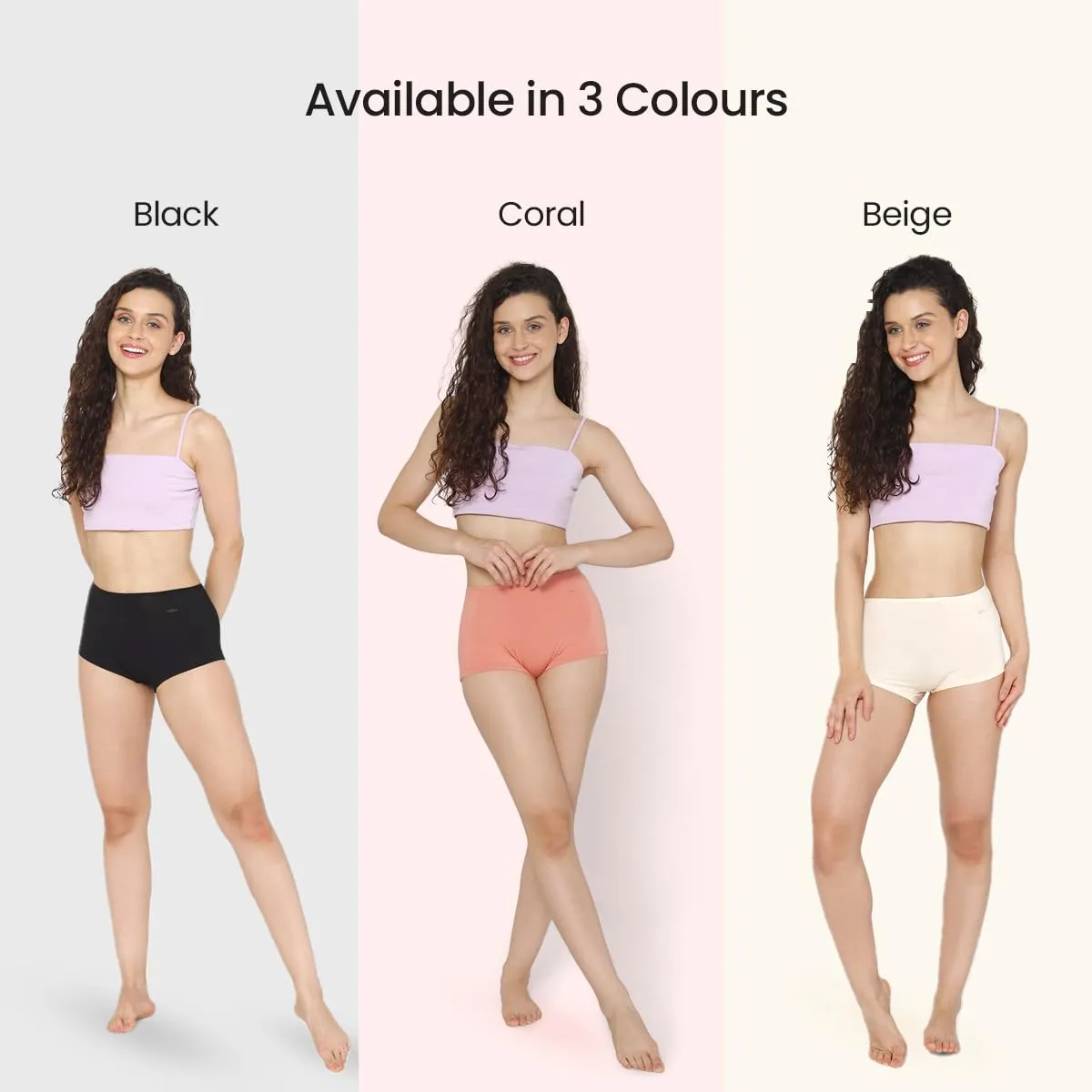 Mush Bamboo Boyshort Panties for Women | Ultra Soft Bamboo Underwear for Women | Breathable, Anti-Odor, Seamless & All Day Comfort Panties Pack of 3 (L, Beige)