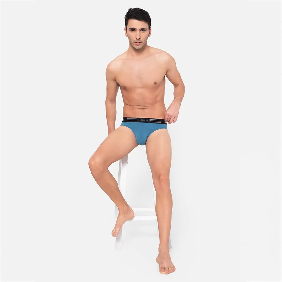 Mush Ultra Soft, Breathable, Feather Light Men's Bamboo Brief || Naturally Anti-Odor and Anti-Microbial Bamboo Innerwear (M, Blue)