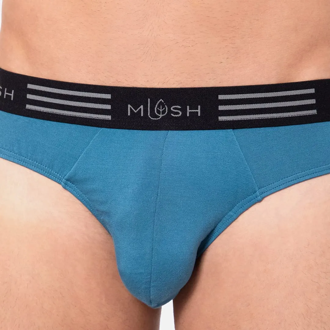 Mush Ultra Soft, Breathable, Feather Light Men's Bamboo Brief || Naturally Anti-Odor and Anti-Microbial Bamboo Innerwear (M, Blue)