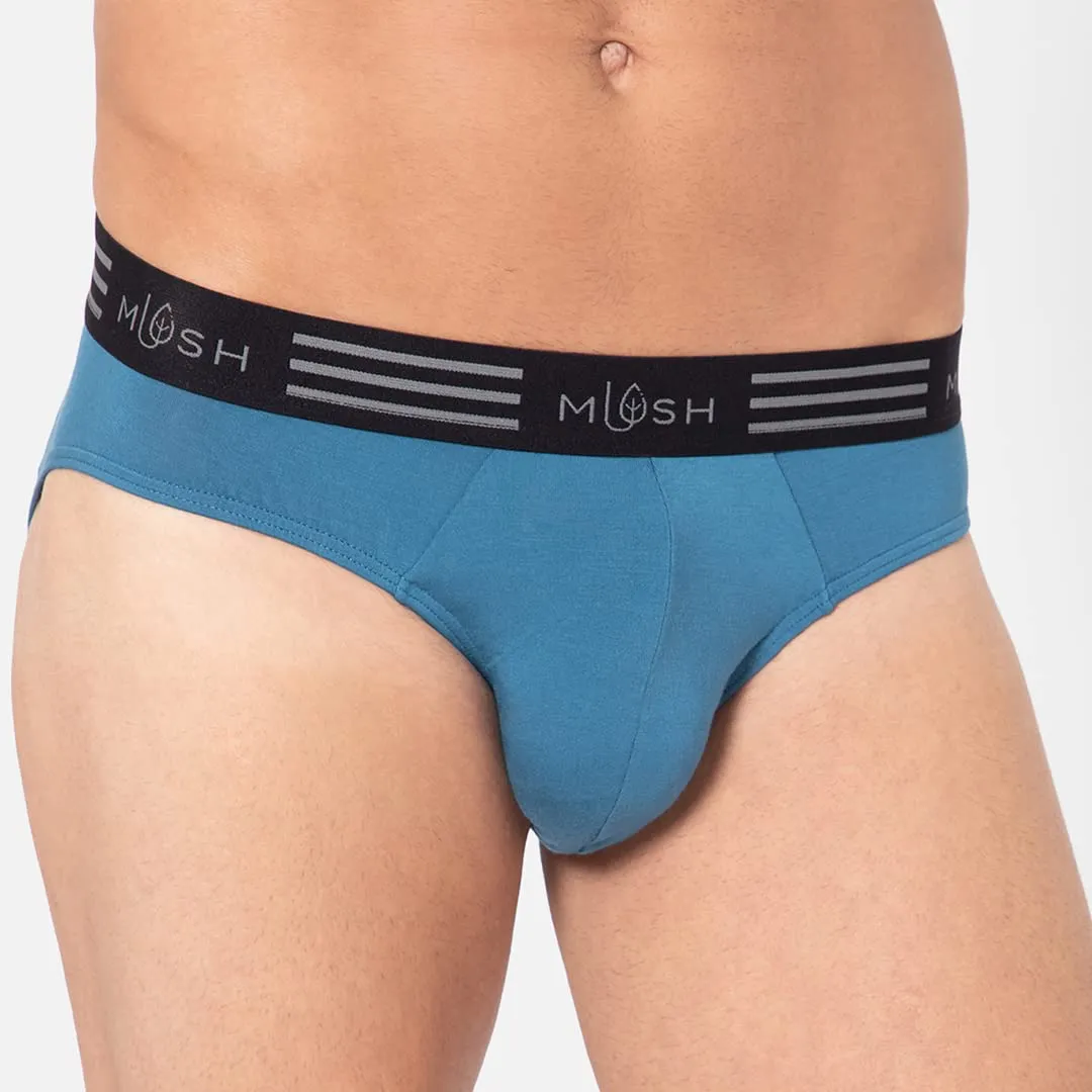 Mush Ultra Soft, Breathable, Feather Light Men's Bamboo Brief || Naturally Anti-Odor and Anti-Microbial Bamboo Innerwear (M, Blue)