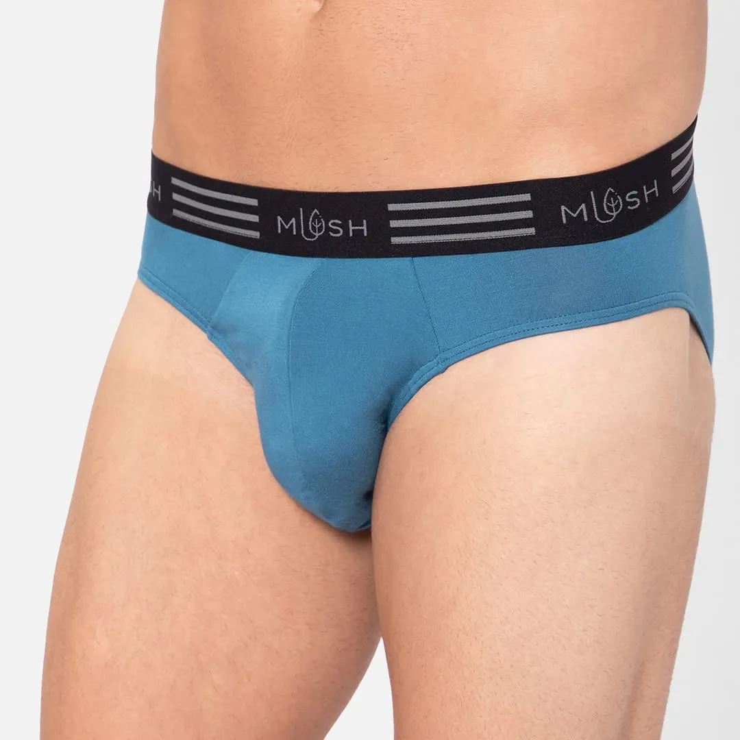 Mush Ultra Soft, Breathable, Feather Light Men's Bamboo Brief || Naturally Anti-Odor and Anti-Microbial Bamboo Innerwear (M, Blue)