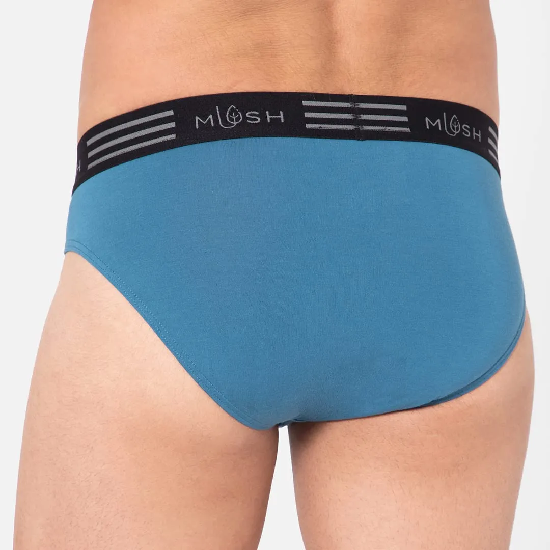 Mush Ultra Soft, Breathable, Feather Light Men's Bamboo Brief || Naturally Anti-Odor and Anti-Microbial Bamboo Innerwear (M, Blue)