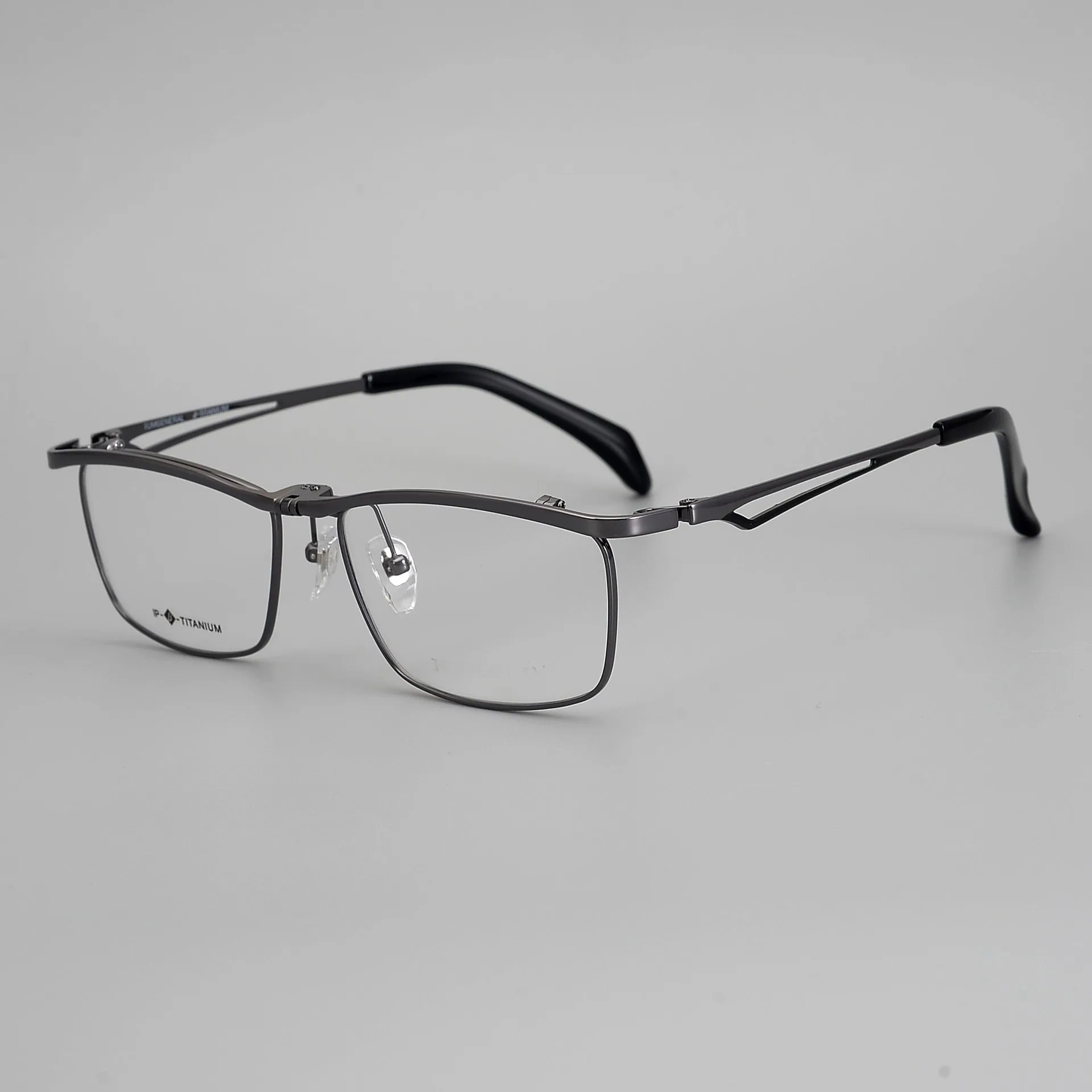 Muzz Men's Full Rim Square Titanium Flip Up Frame Eyeglasses T18043