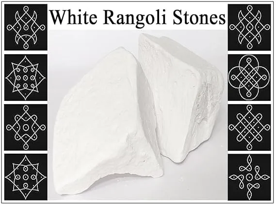 NADEEM'S World Grade A White Colored Stones, Rangoli Stones for Floor Designs, White Muggu Rallu, 450 gm