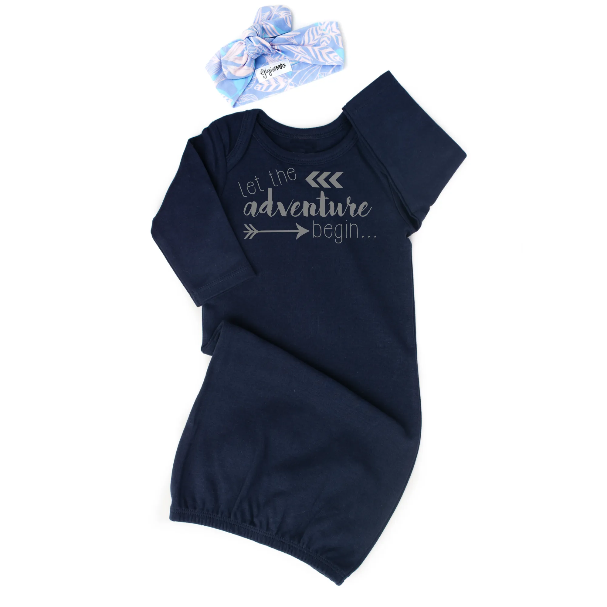 Navy Let the Adventure Begin gown