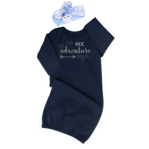 Navy Let the Adventure Begin gown