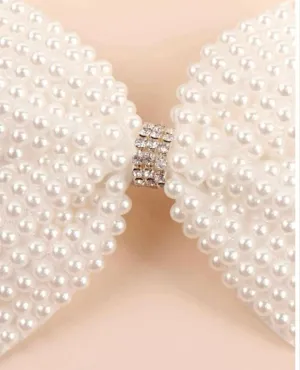 Pearl-Studded Bow Hair Clip