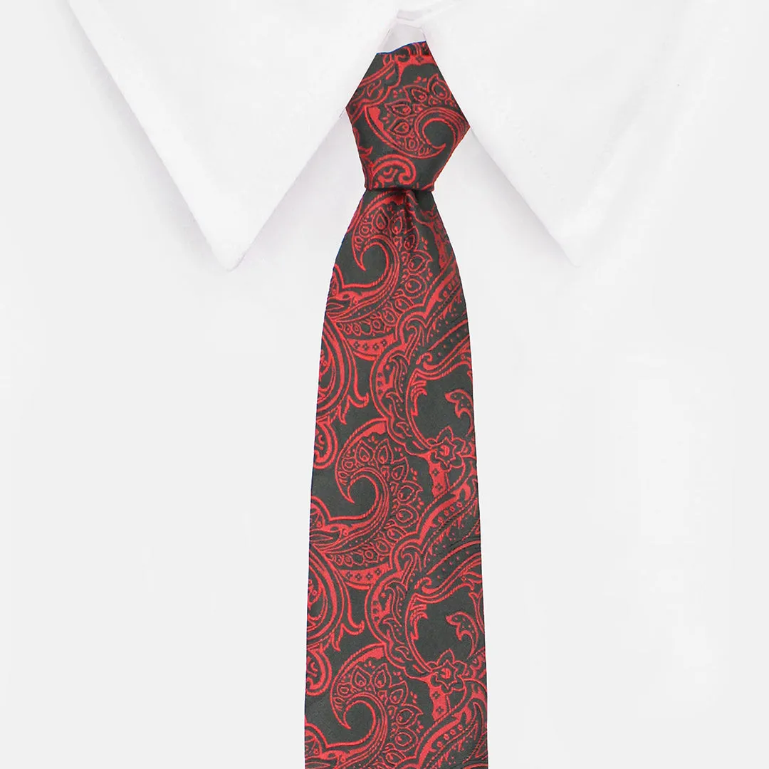 Peluche Beguiling Red Neck Tie & Pocket Square Set for Men