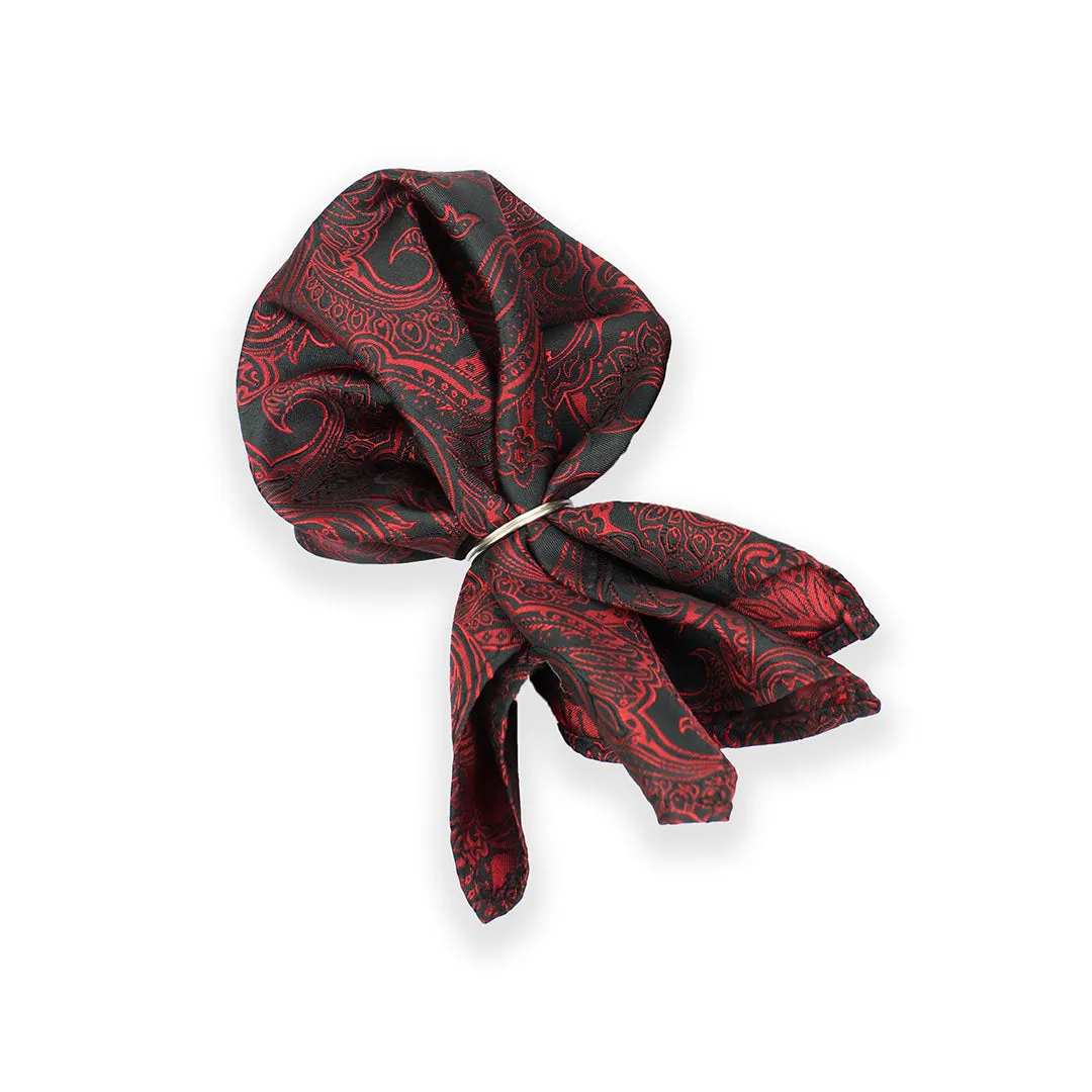 Peluche Beguiling Red Neck Tie & Pocket Square Set for Men