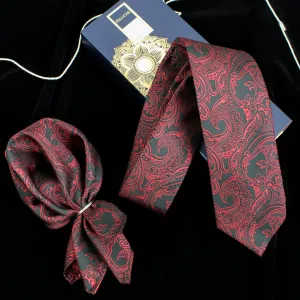 Peluche Beguiling Red Neck Tie & Pocket Square Set for Men