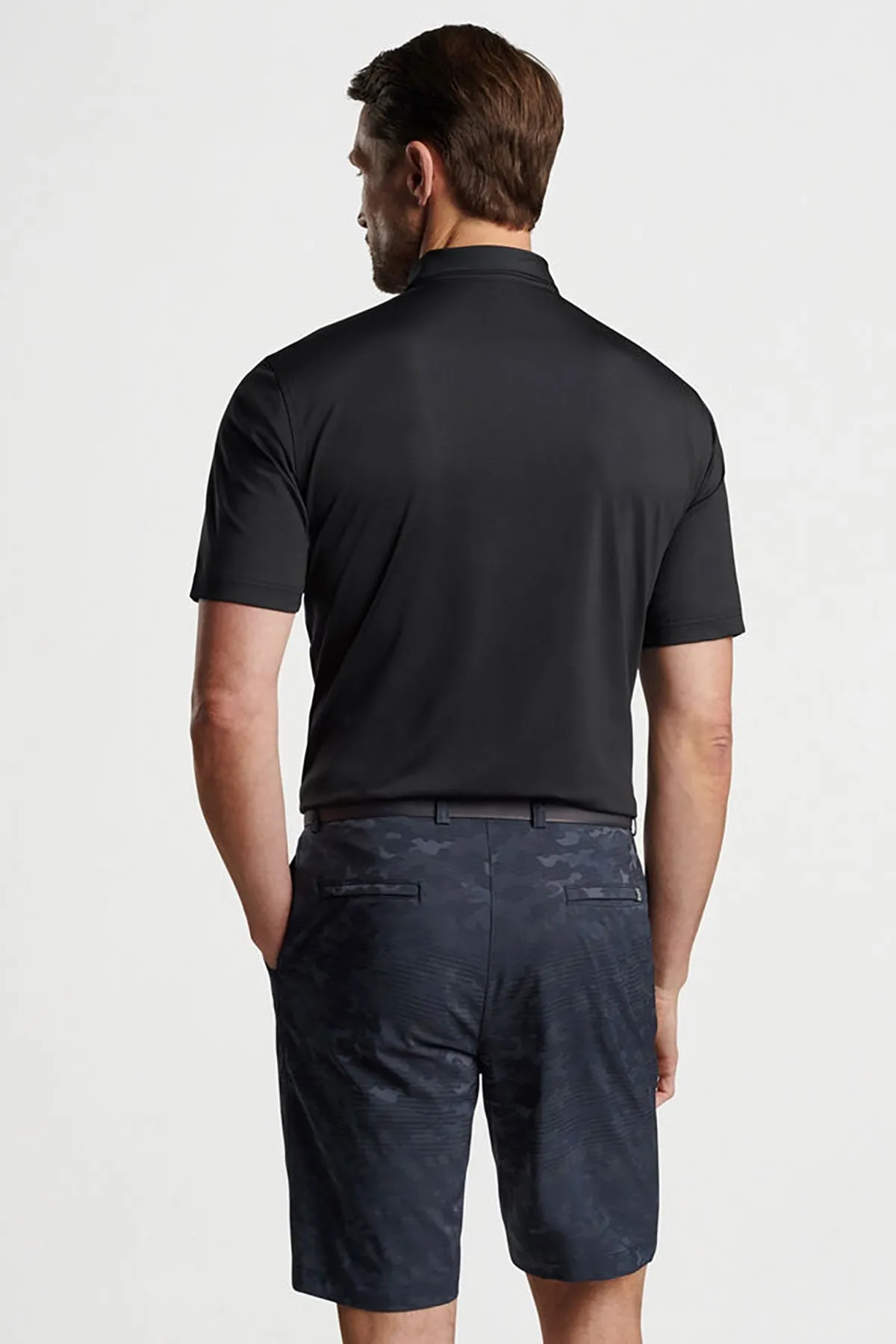 Peter Millar Performance Self Collar Polo, Black [GuidePoint Security]