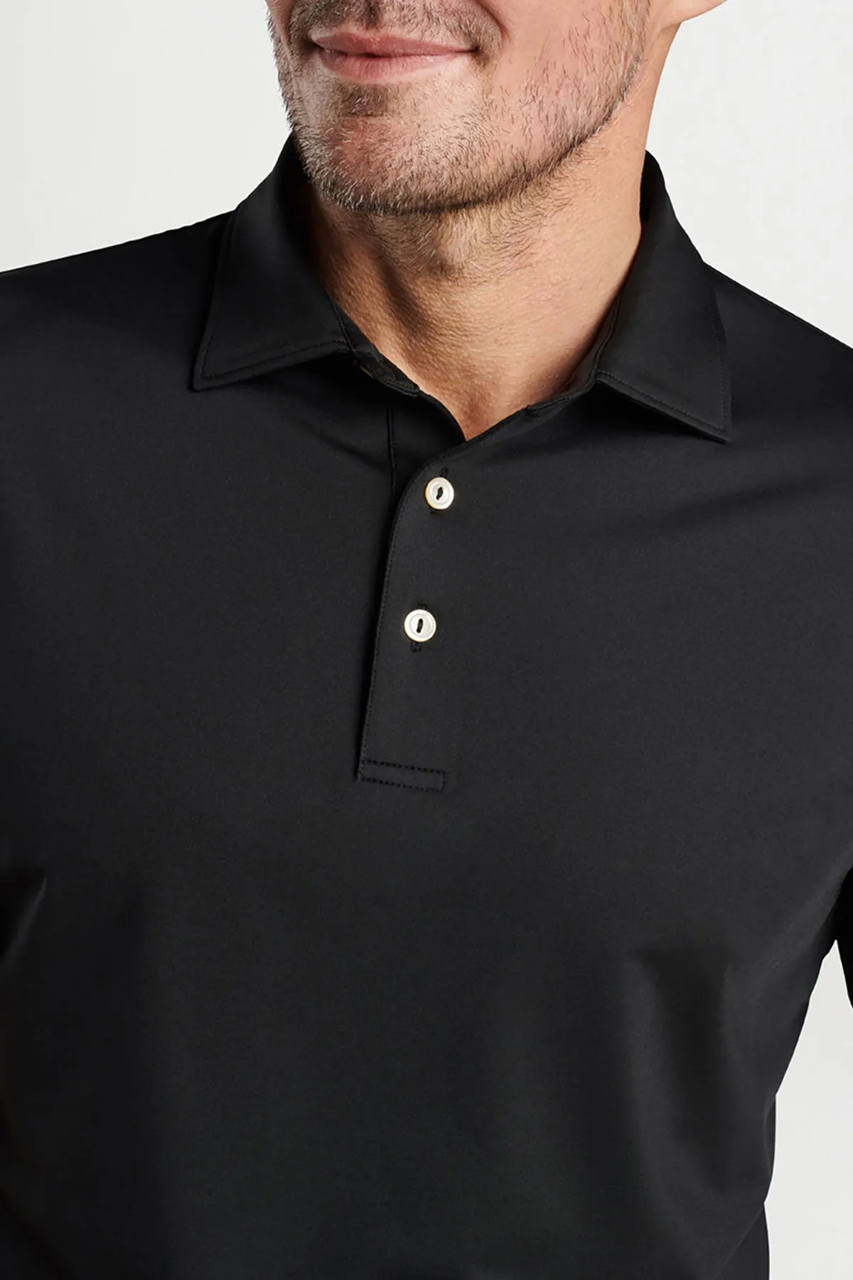 Peter Millar Performance Self Collar Polo, Black [GuidePoint Security]