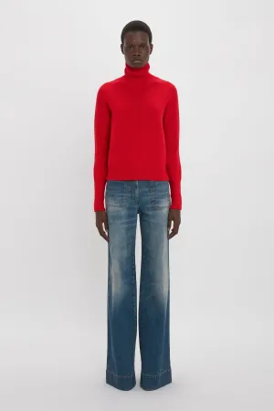 Polo Neck Jumper In Red