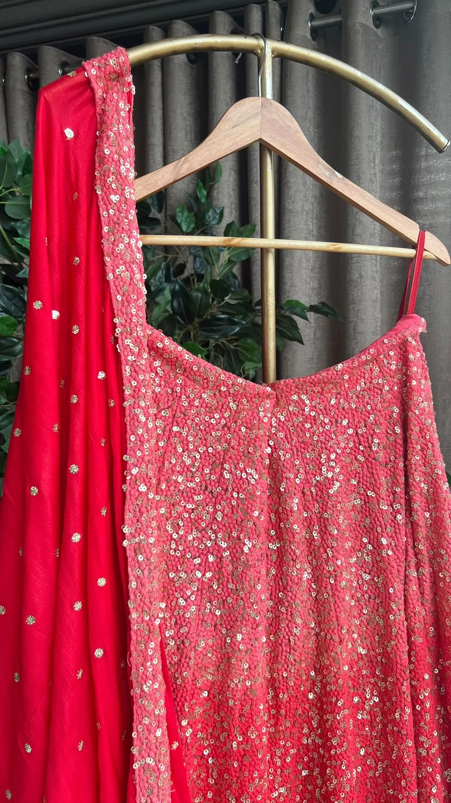 Red heavy sequence embroidered ethnic lehenga