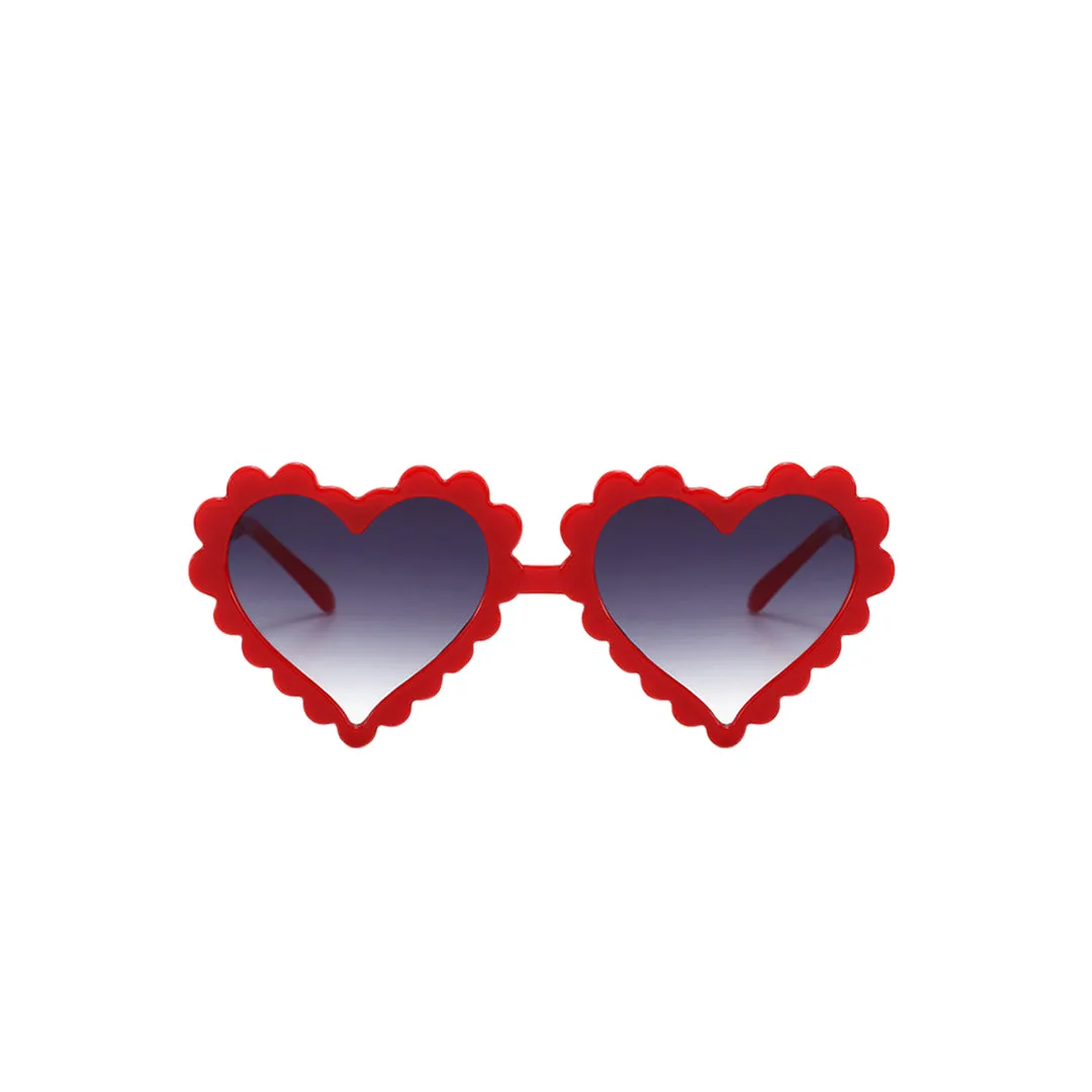 Scalloped Heart Sunglass, Red and Gold