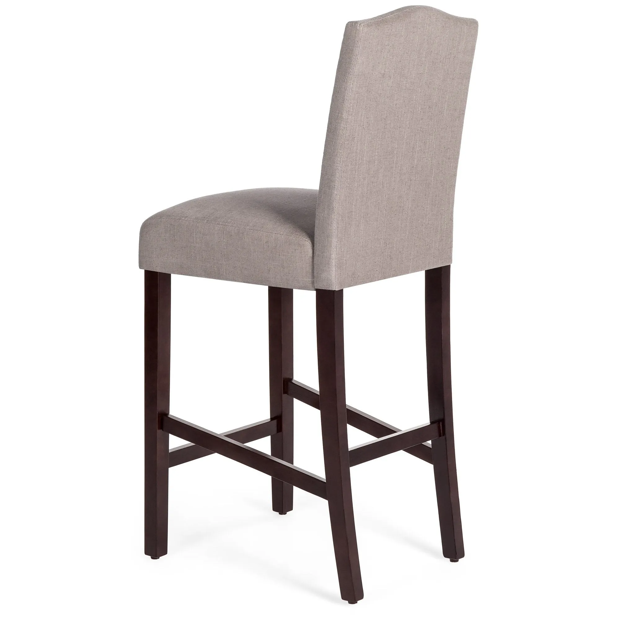 Set of 2 30in Upholstered Counter Height Bar Stools w/ Studded Trim Back