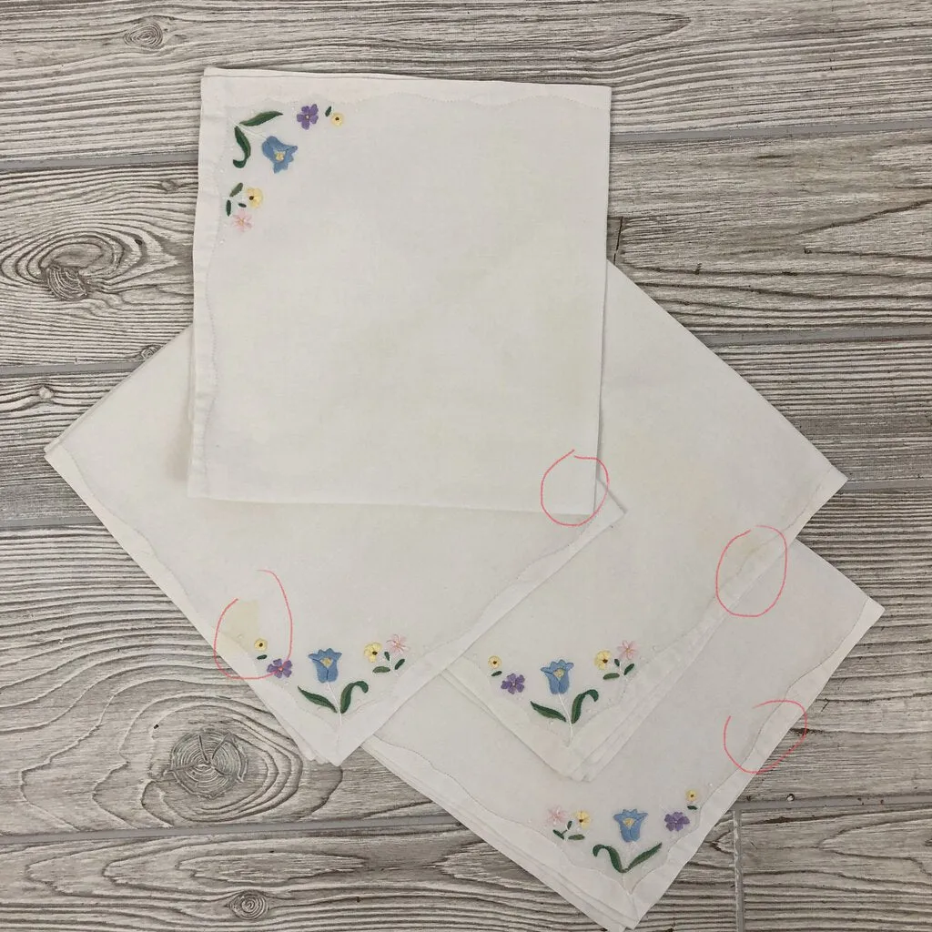 Set of 8 Vintage Floral Embroidered Placemats w/ Matching Napkins /b