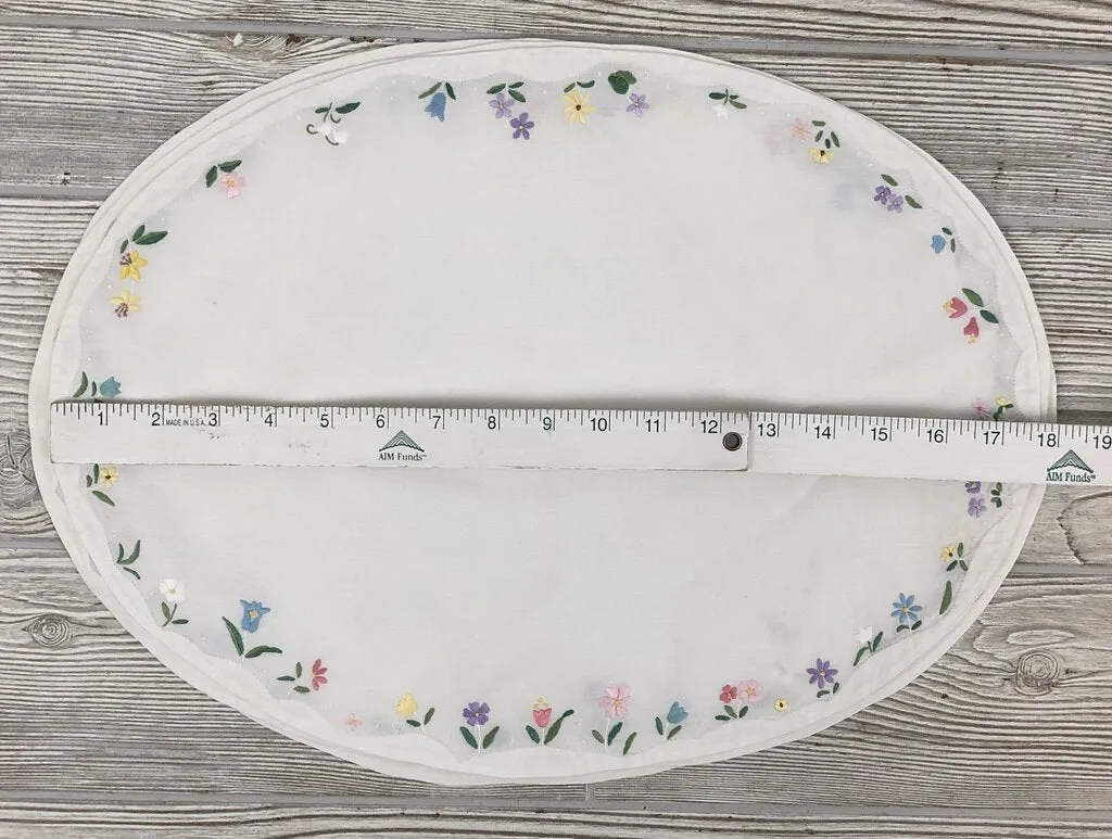 Set of 8 Vintage Floral Embroidered Placemats w/ Matching Napkins /b