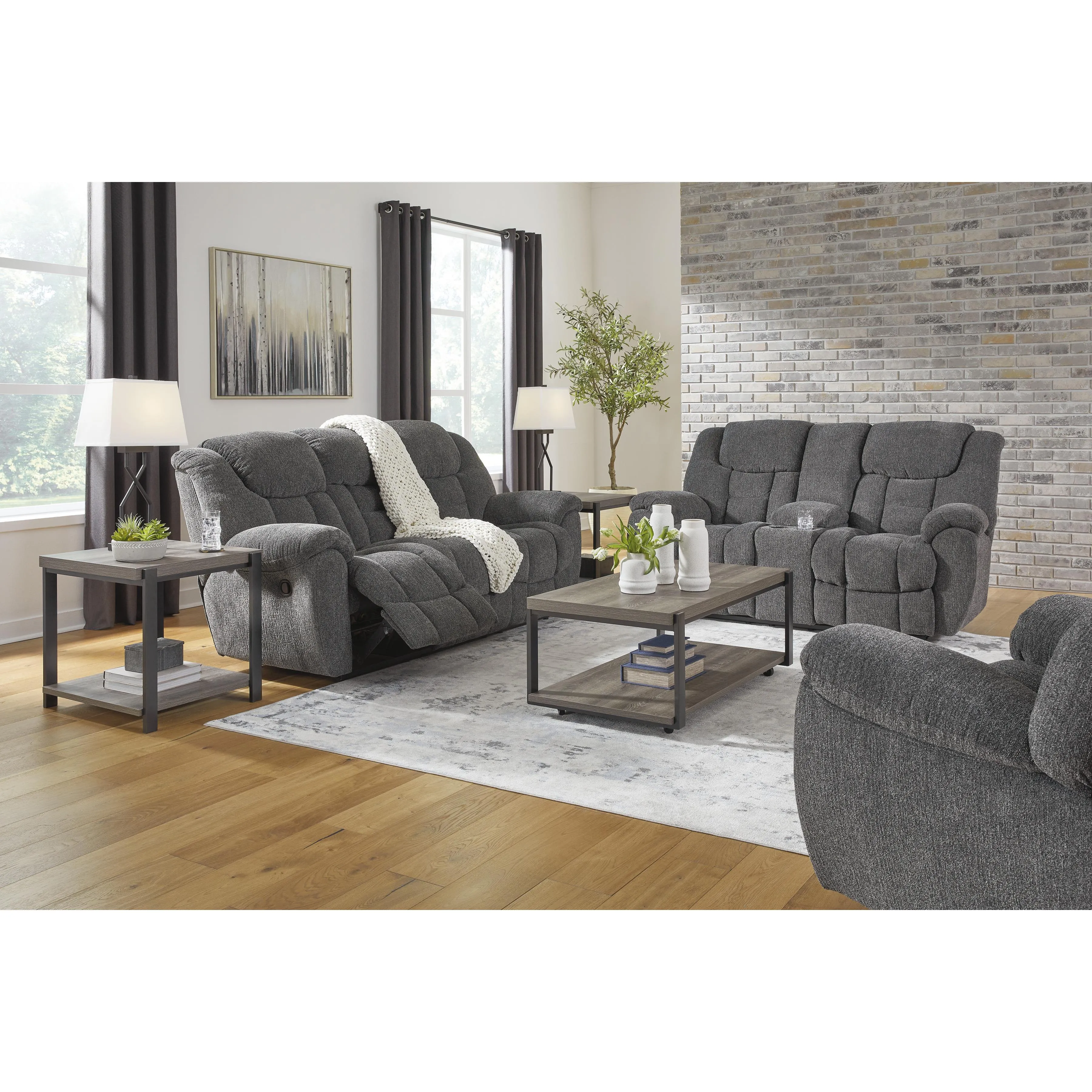 Signature Design by Ashley Foreside Reclining Fabric Loveseat with Console 3810494