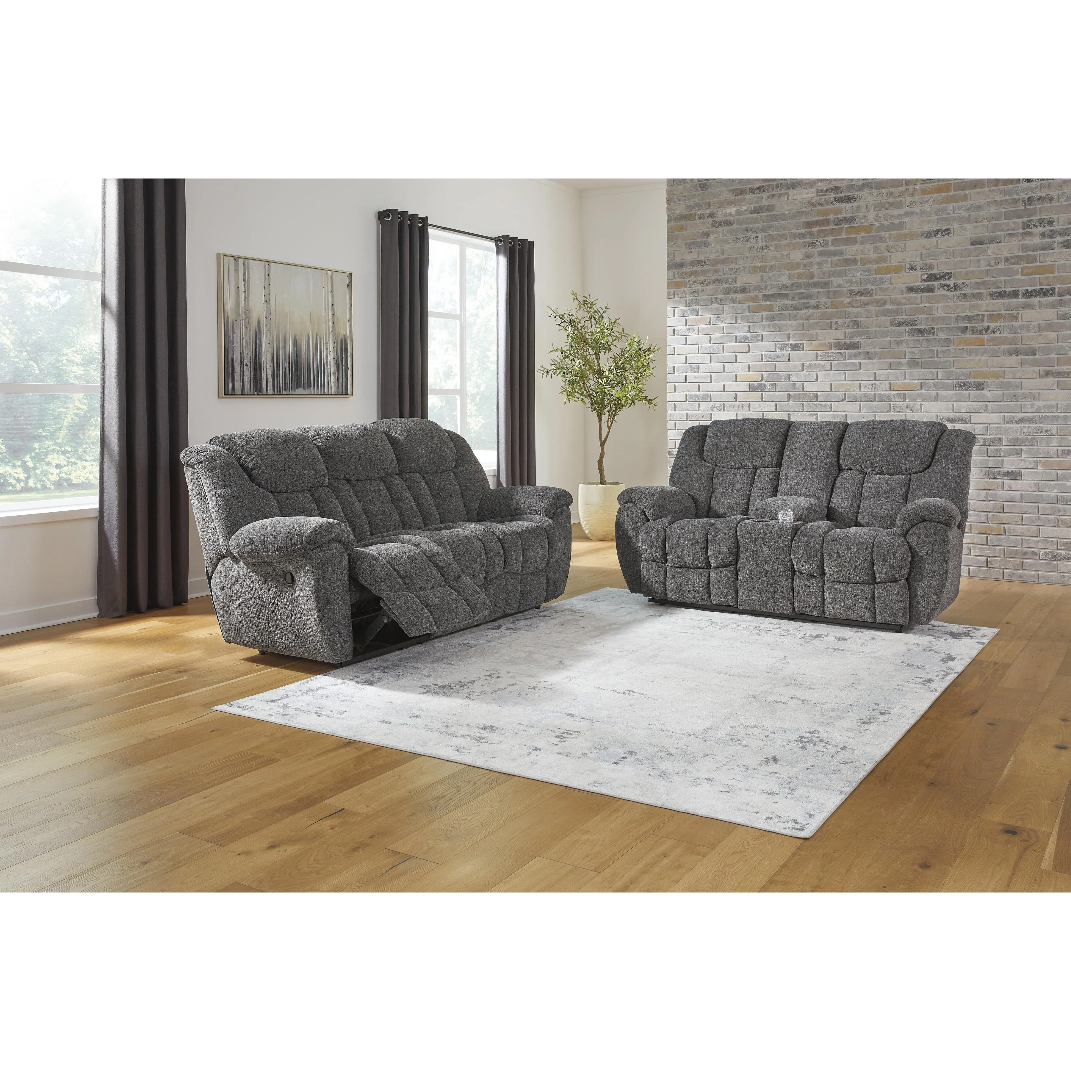 Signature Design by Ashley Foreside Reclining Fabric Loveseat with Console 3810494