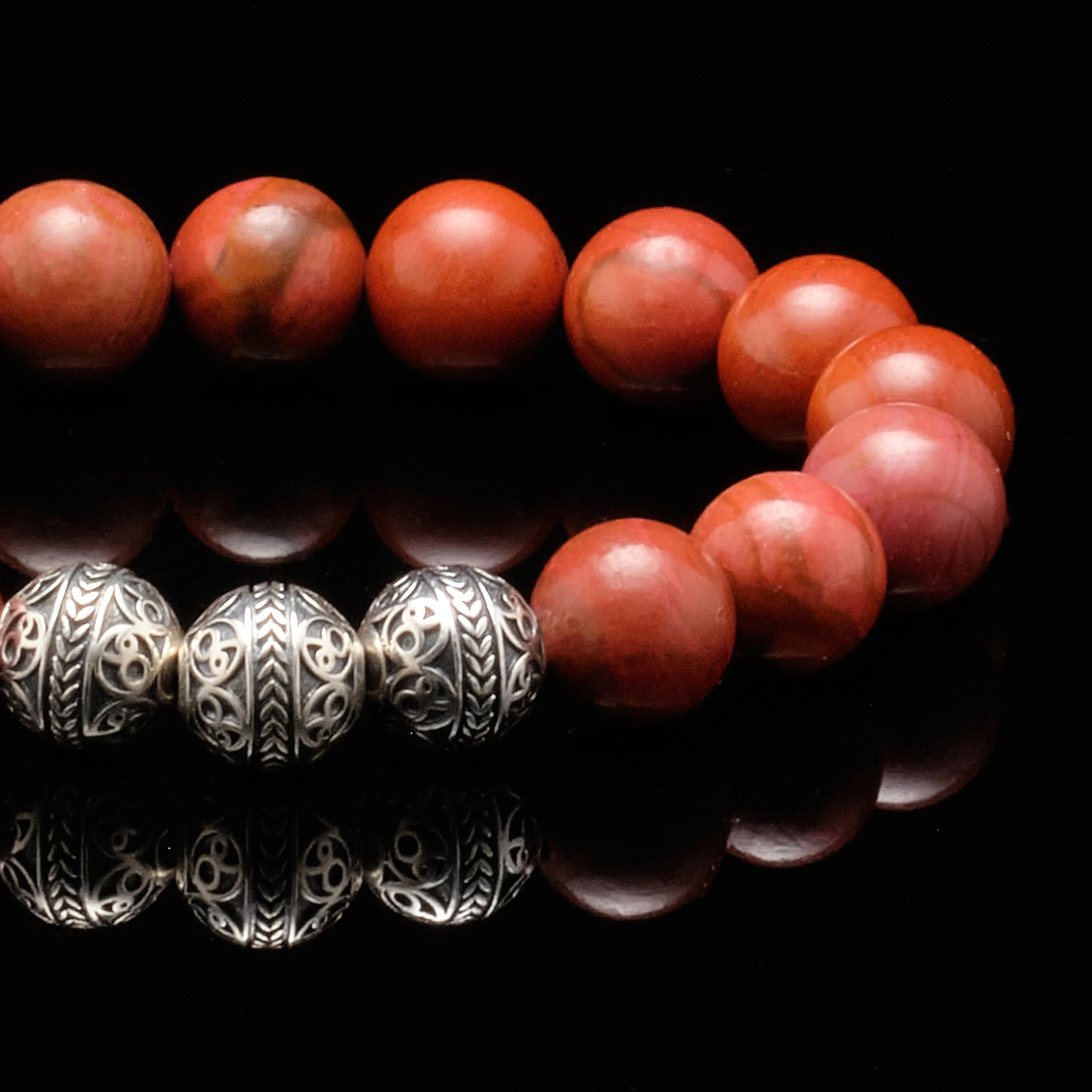 SILVER CLASSIC RED JASPER BRACELET