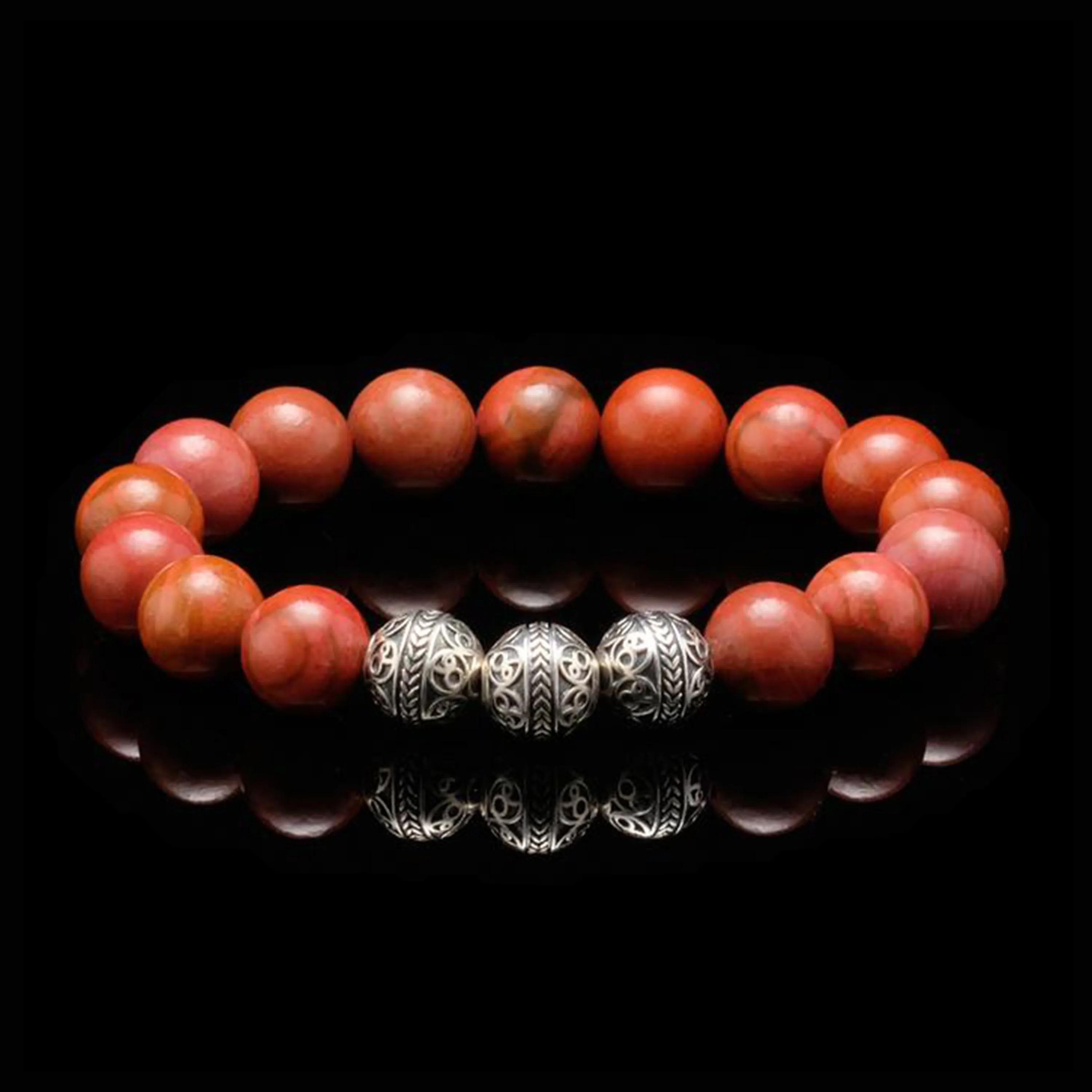 SILVER CLASSIC RED JASPER BRACELET