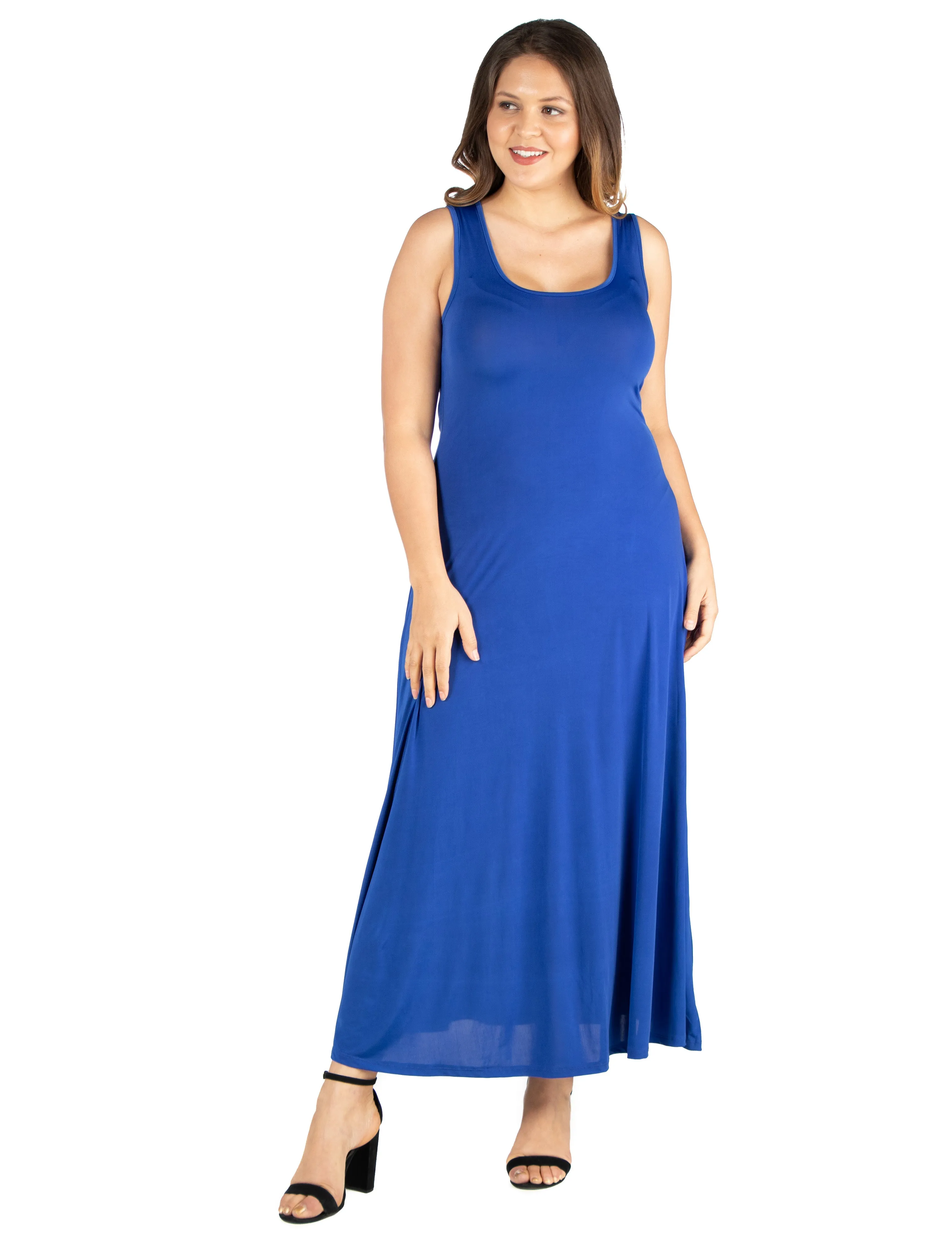 Simple A Line Plus Size  Tank Maxi Dress