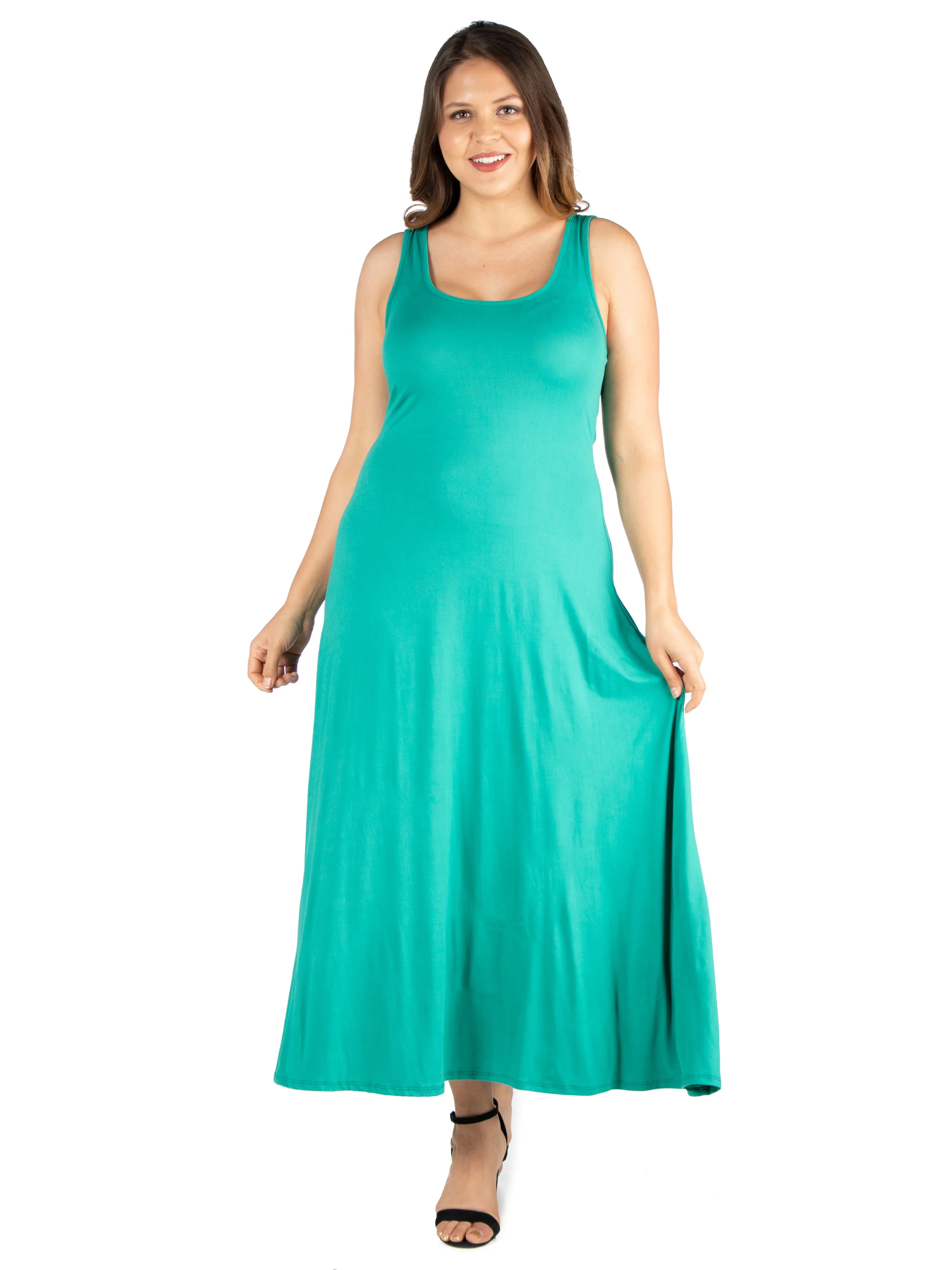 Simple A Line Plus Size  Tank Maxi Dress