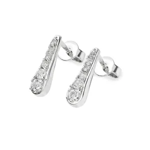 Skinny Drip Studs with White Topaz in Sterling Silver