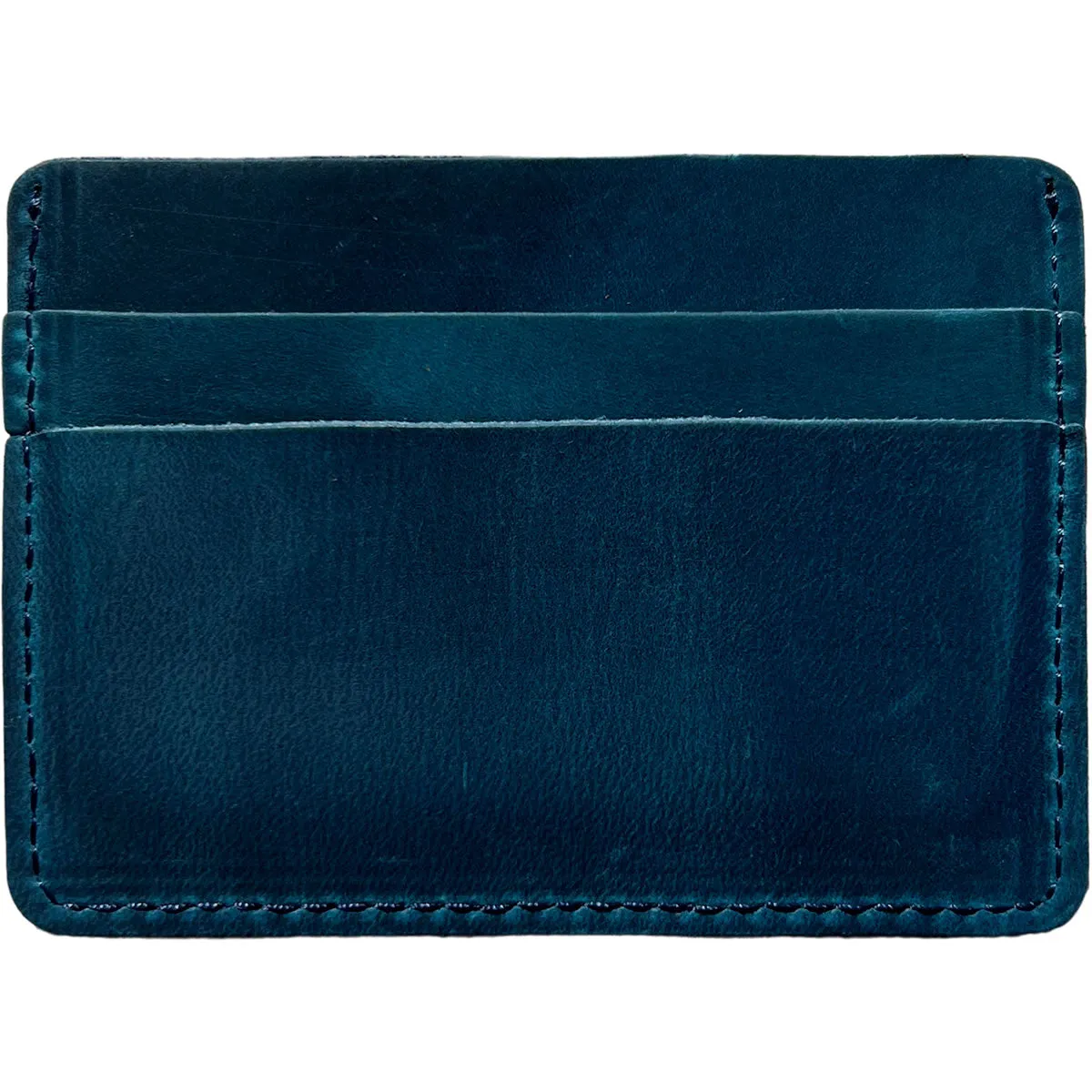 Slim Blue Leather Credit Card Holder Wallet