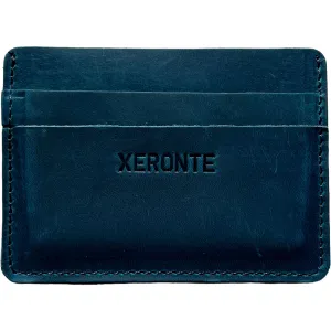 Slim Blue Leather Credit Card Holder Wallet