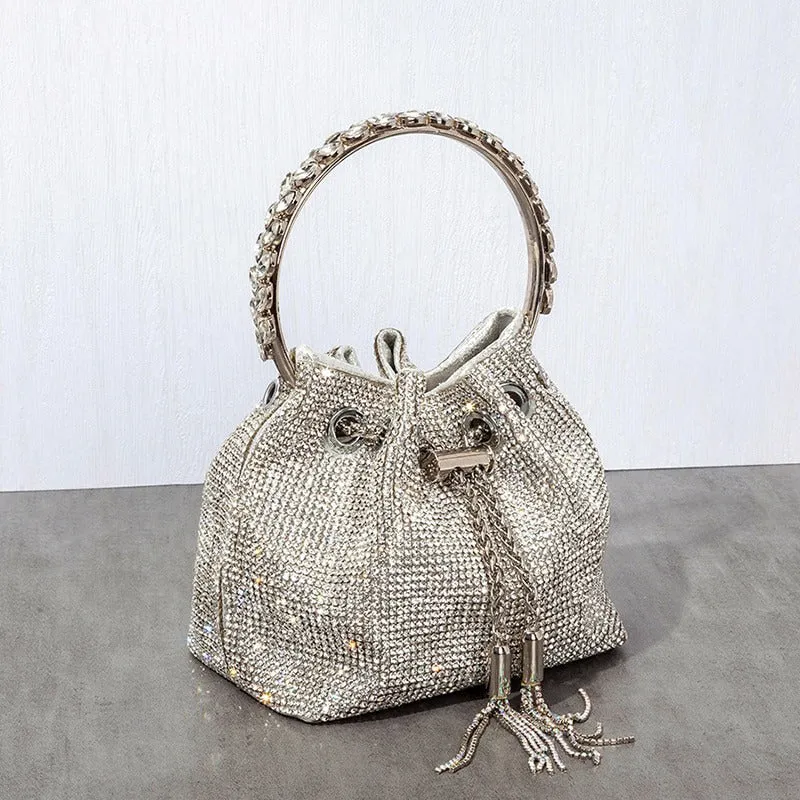 Sparkling Rhinestone Studded Party Bucket Handbags