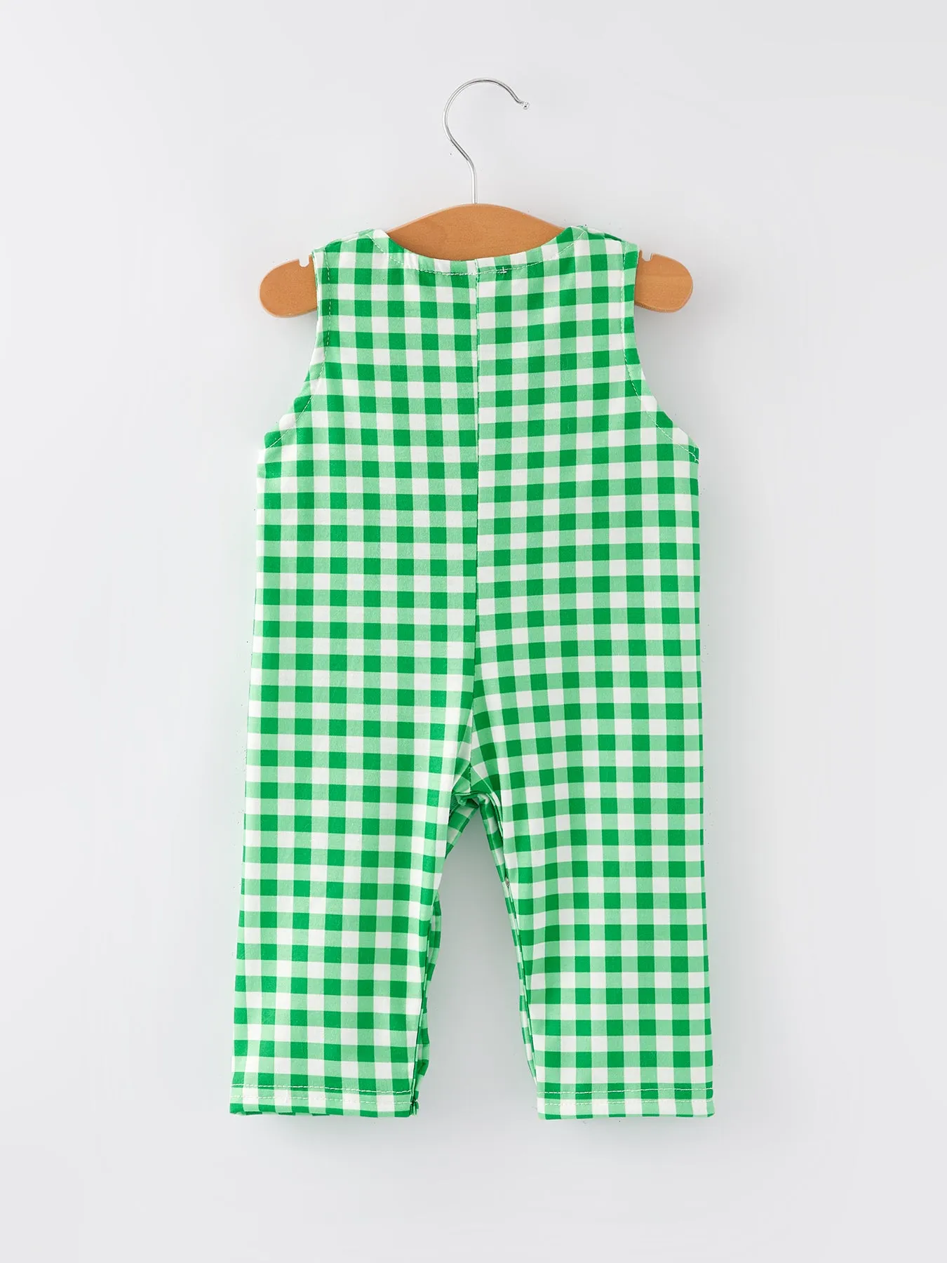 St. Patrick's Day Smocking Embroidered Green Plaid Boys' Romper