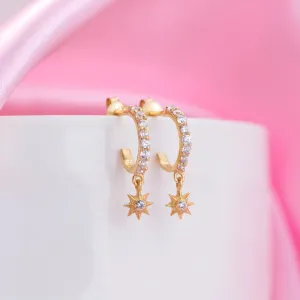 Star CZ Studded Golden Plated Earring