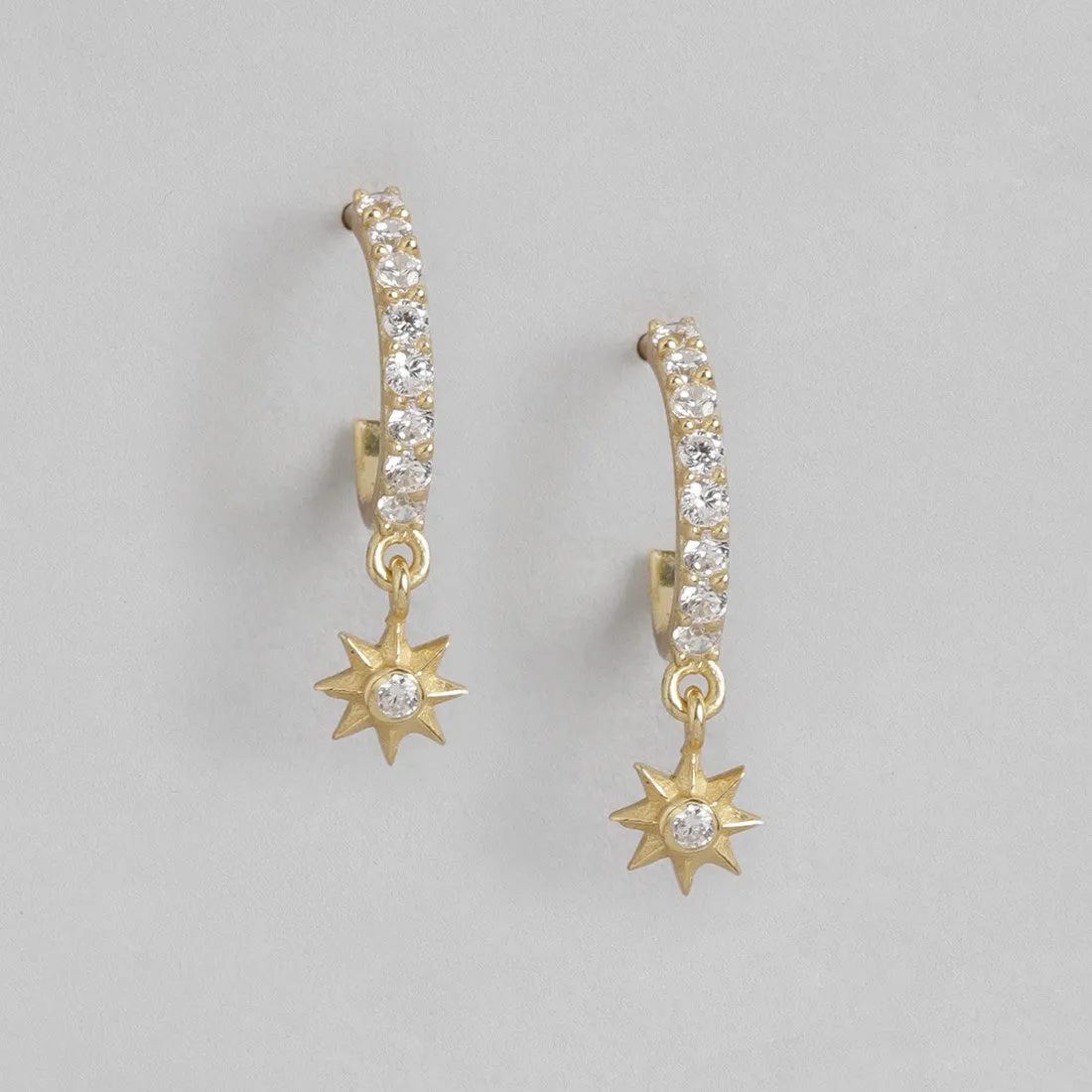 Star CZ Studded Golden Plated Earring