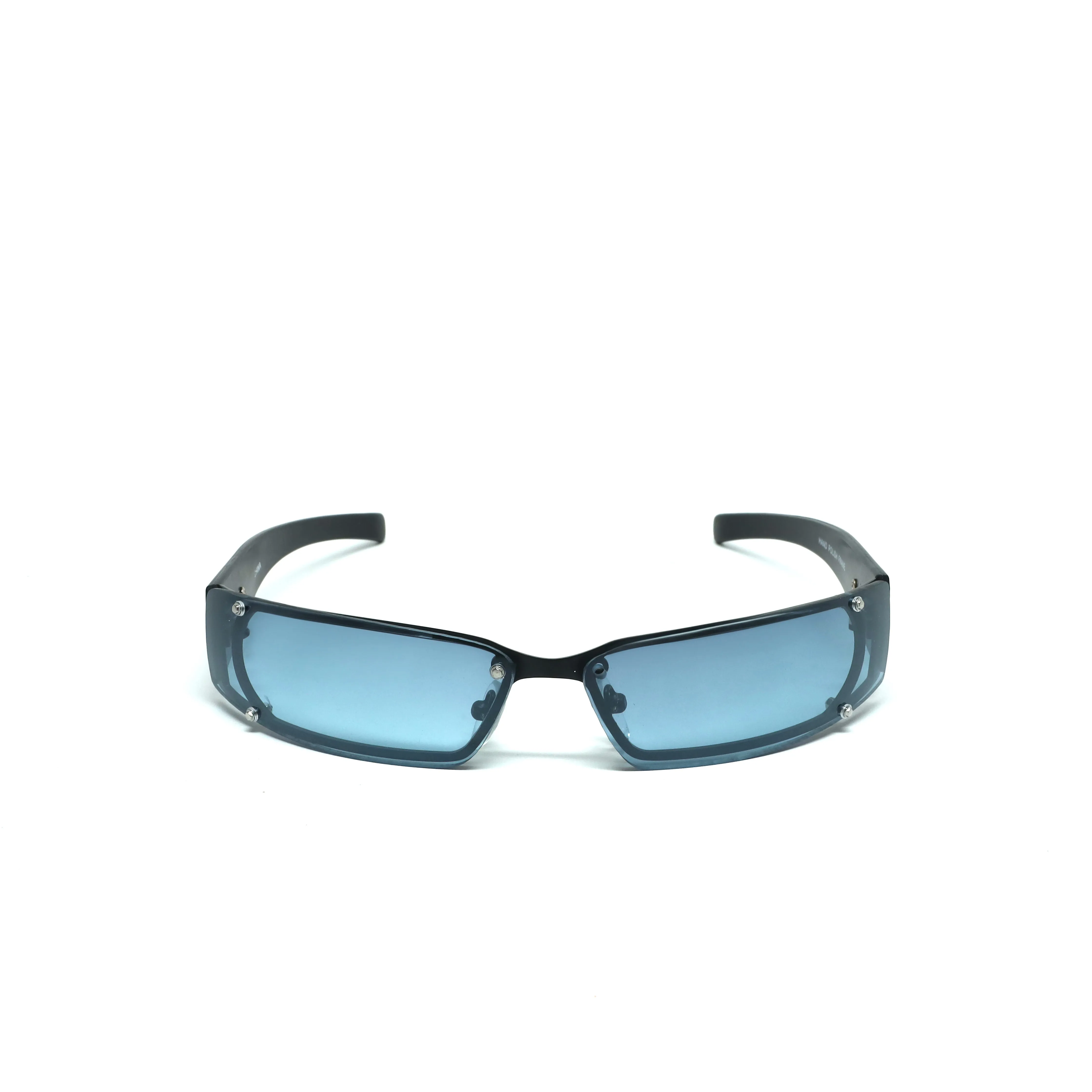 //Style 03// X-Static 1999 Slim Wraparound Rectangle Sunglasses - Neo Blue