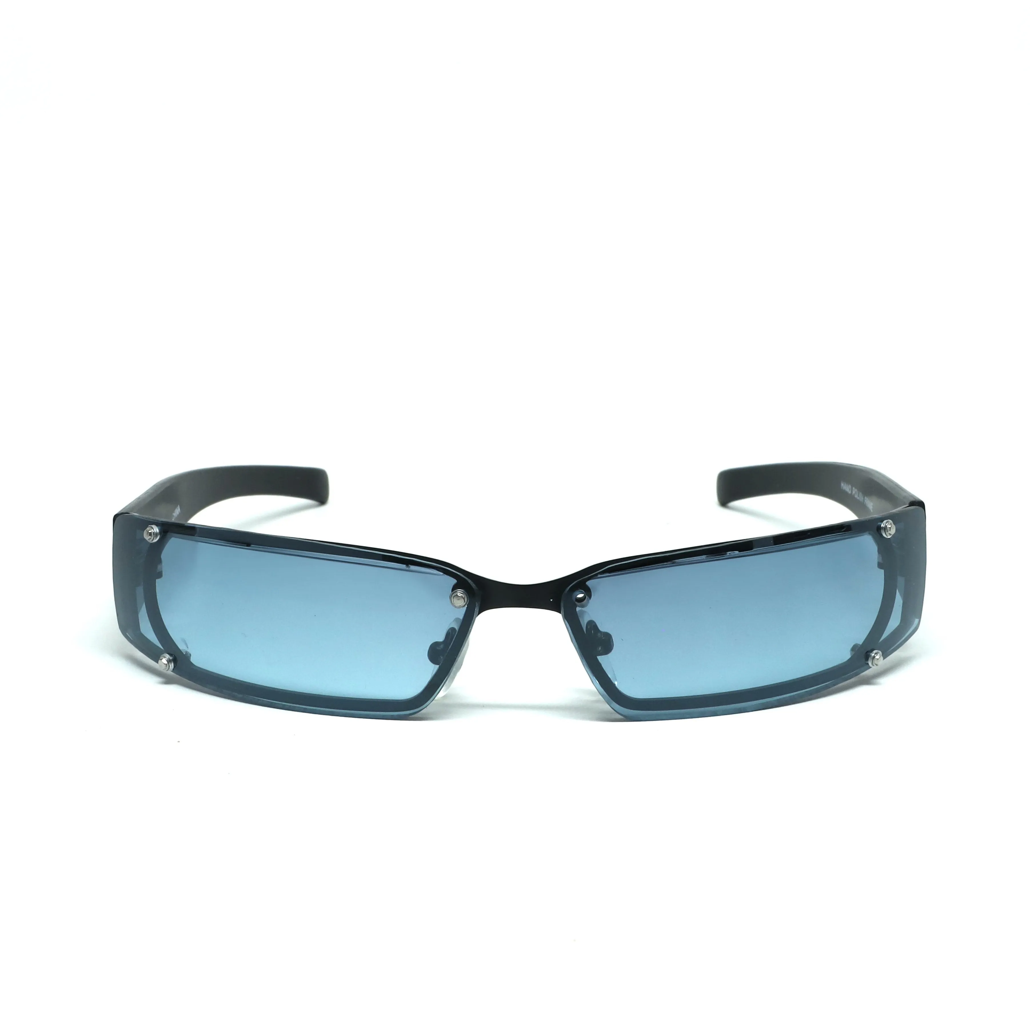 //Style 03// X-Static 1999 Slim Wraparound Rectangle Sunglasses - Neo Blue