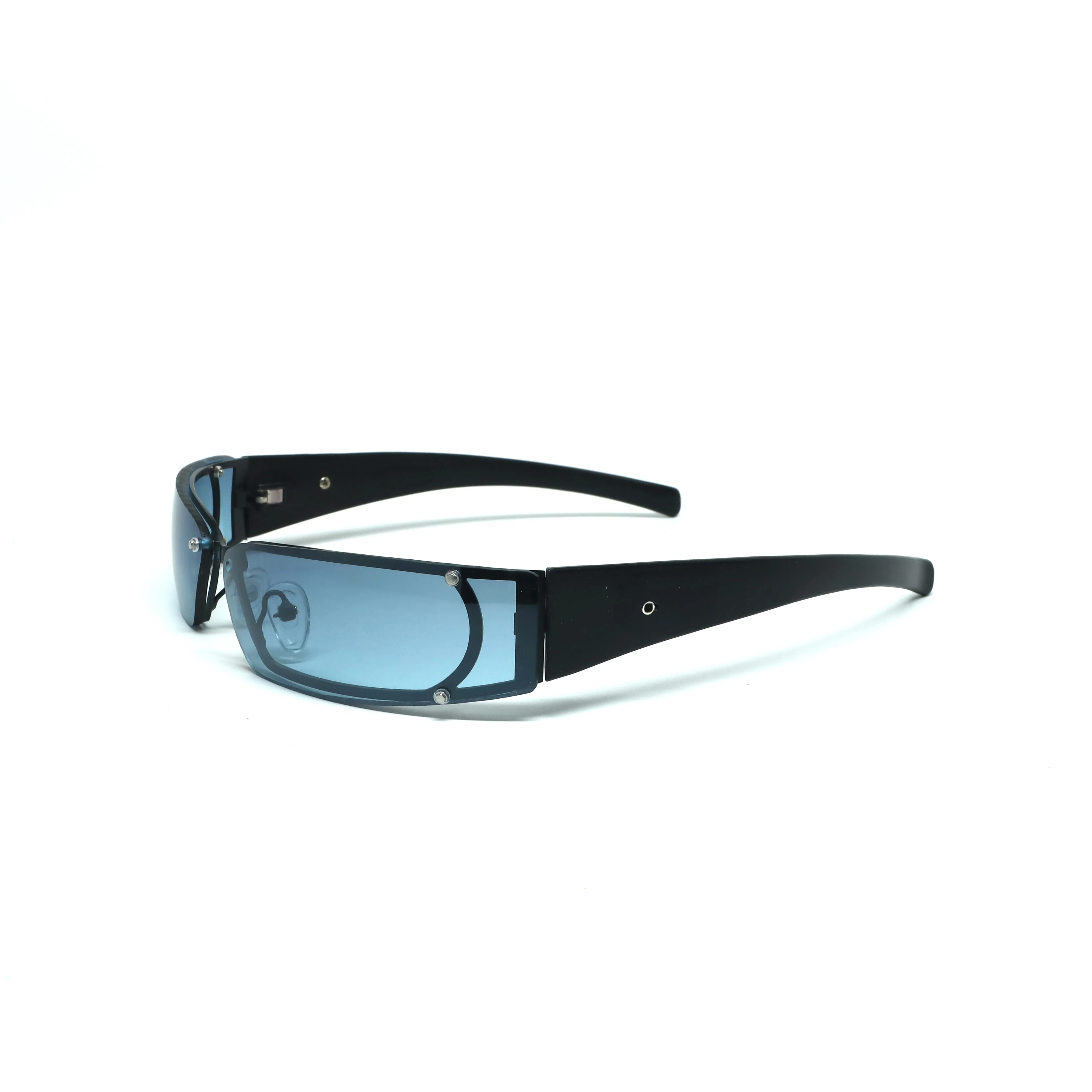 //Style 03// X-Static 1999 Slim Wraparound Rectangle Sunglasses - Neo Blue