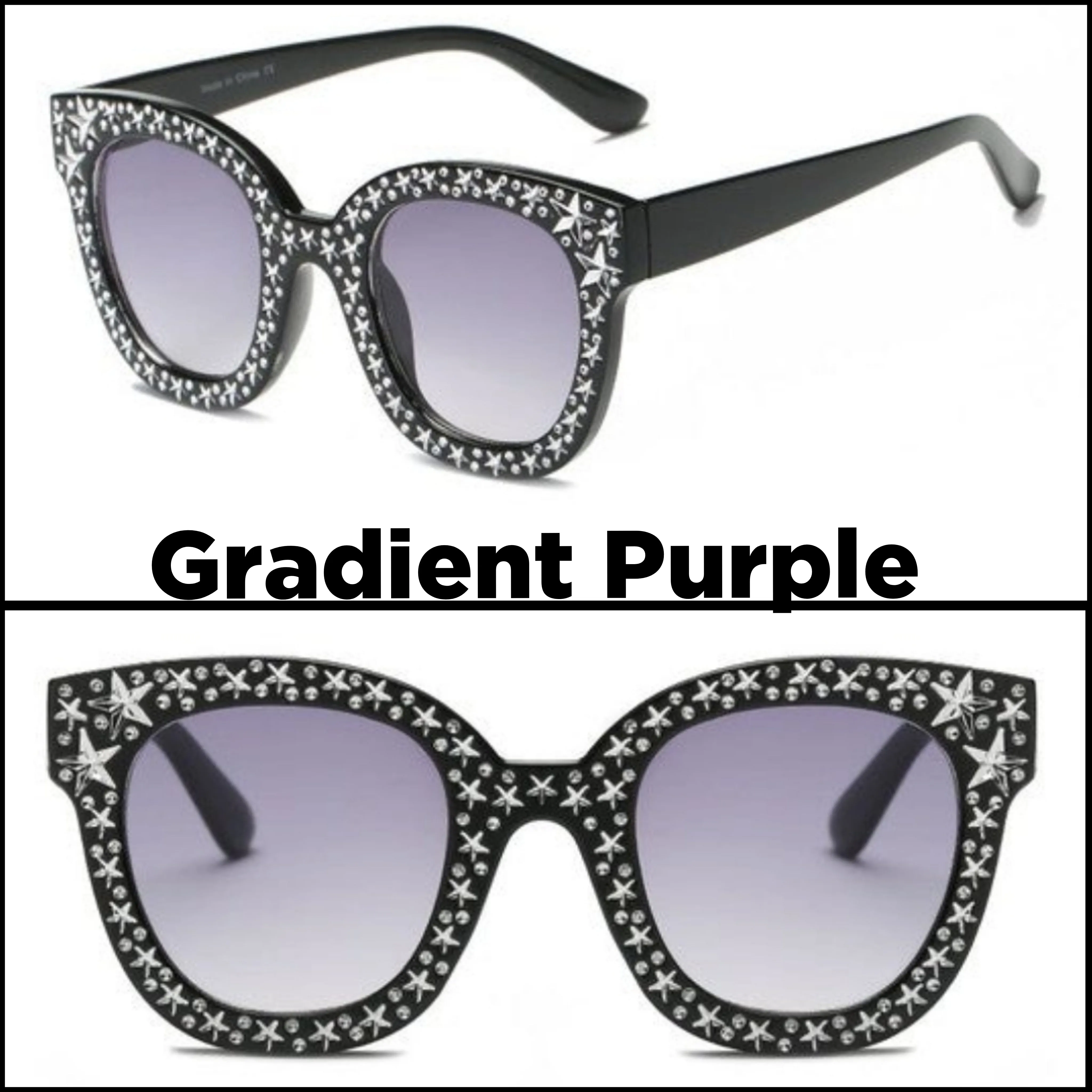 Sunglasses Rhinestone Star Studded Round Cat Eye Women's Fashion UVA UVB Protection Case Included