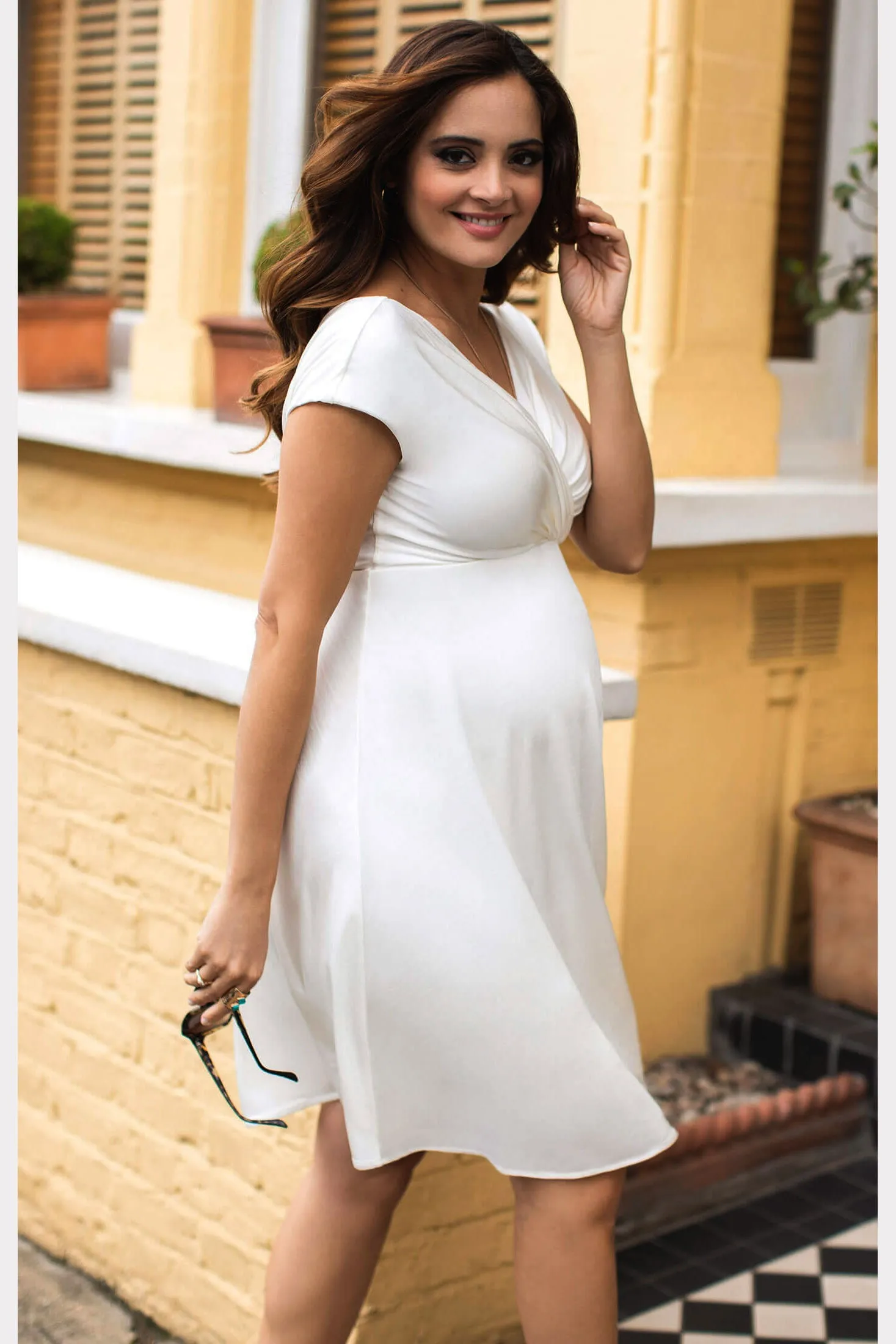 Tiffany Rose Alessandra Maternity Dress in Off White