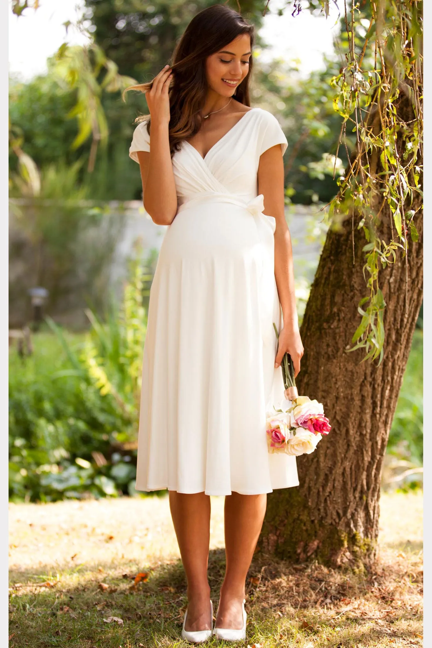 Tiffany Rose Alessandra Maternity Dress in Off White