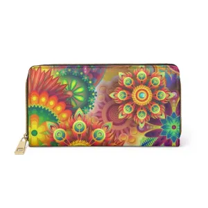 Uniquely You Womens Wallet - Zip Purse / Multicolor Geometric Floral